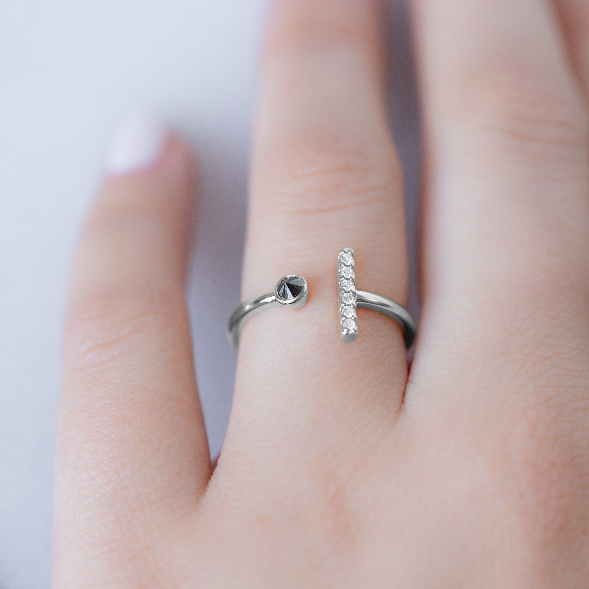 The Black + White Diamond Linea Ring | Yellow, Rose or White Gold