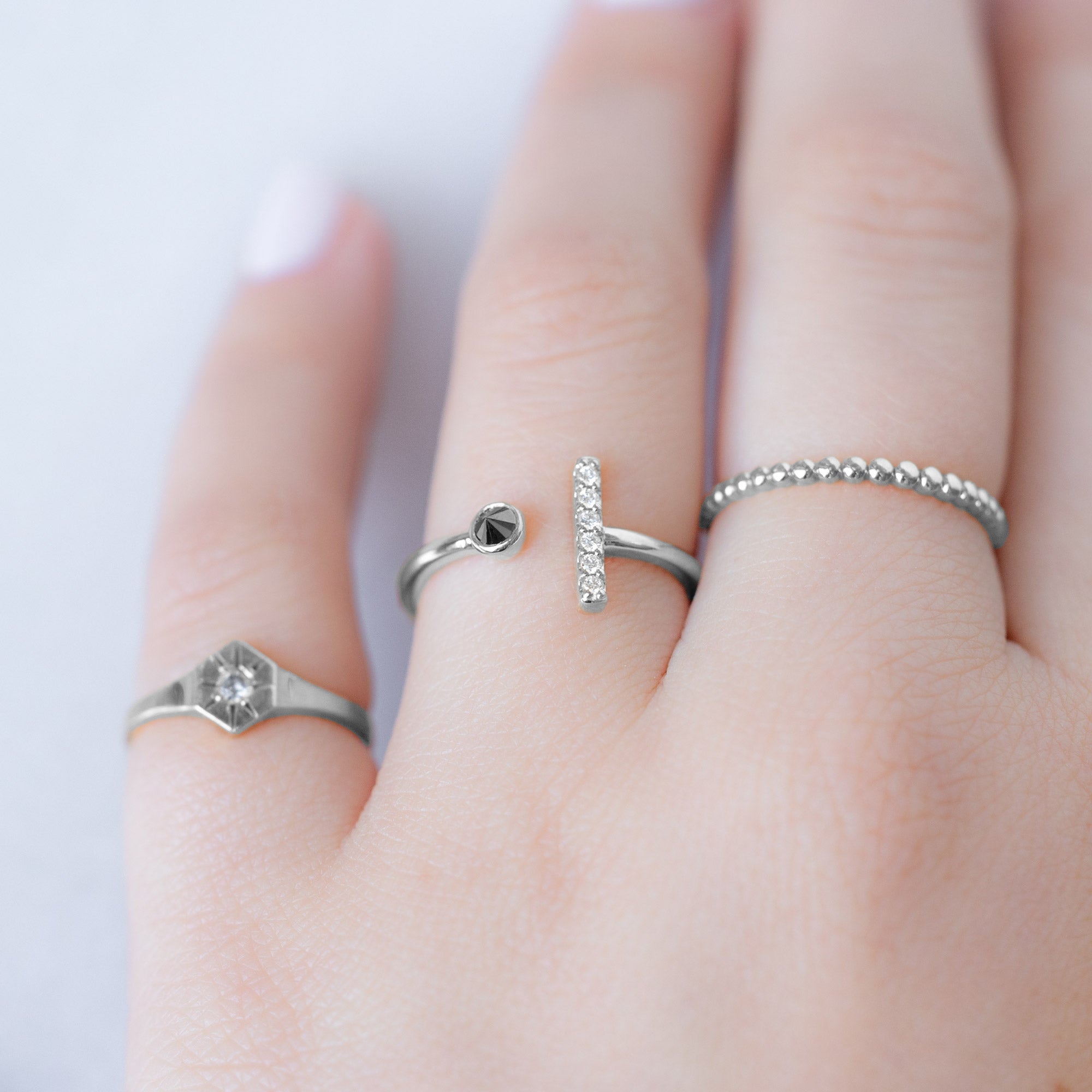 The Black + White Diamond Linea Ring | Yellow, Rose or White Gold