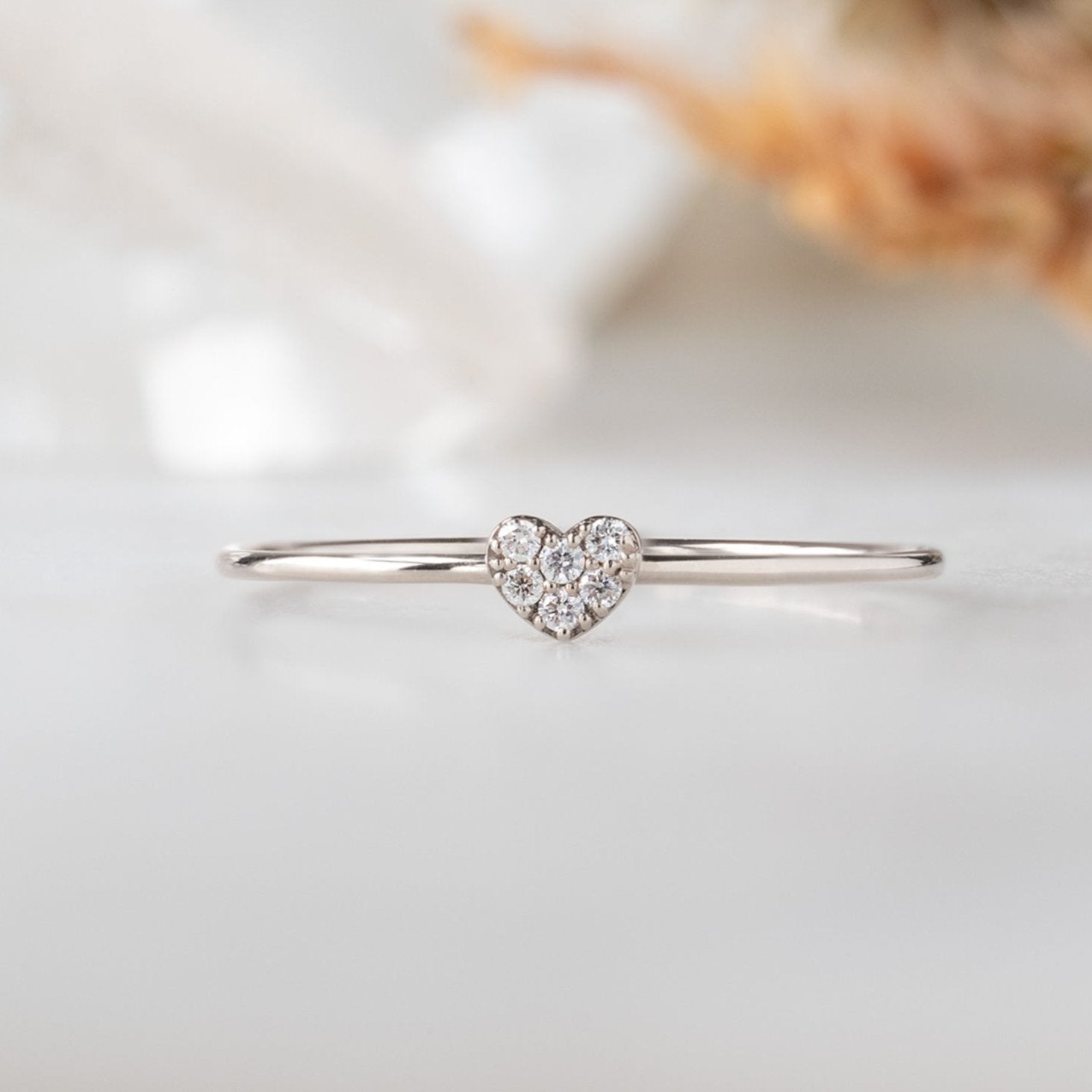 The Sweetheart White Diamond Pavé Ring | Yellow, Rose or White Gold