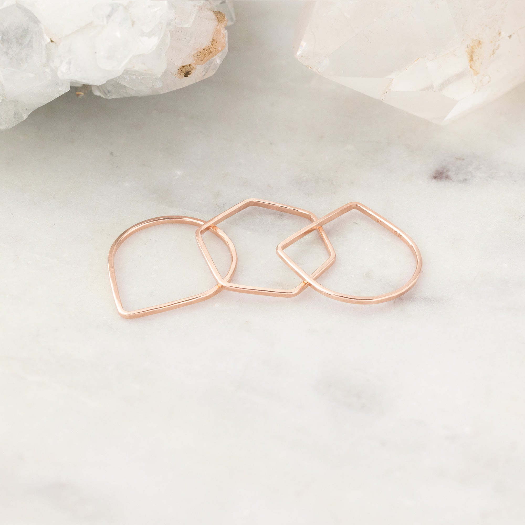 The Hex Stacking Ring | Yellow, Rose or Sterling Silver
