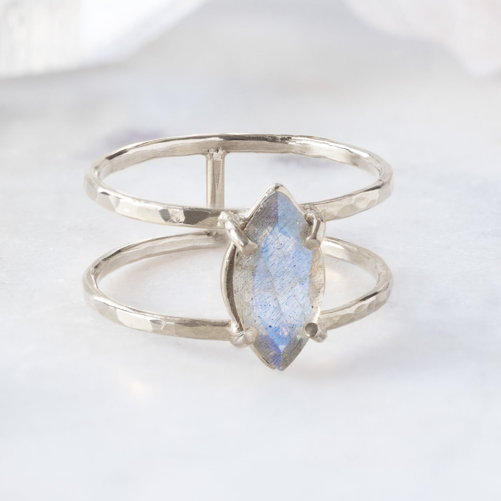 The Labradorite Cage Ring | Yellow, Rose or Sterling Silver