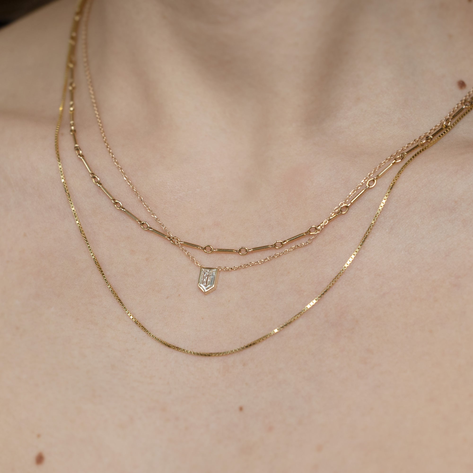 One of a Kind Geometric White Diamond Necklace | Choose Your Stone