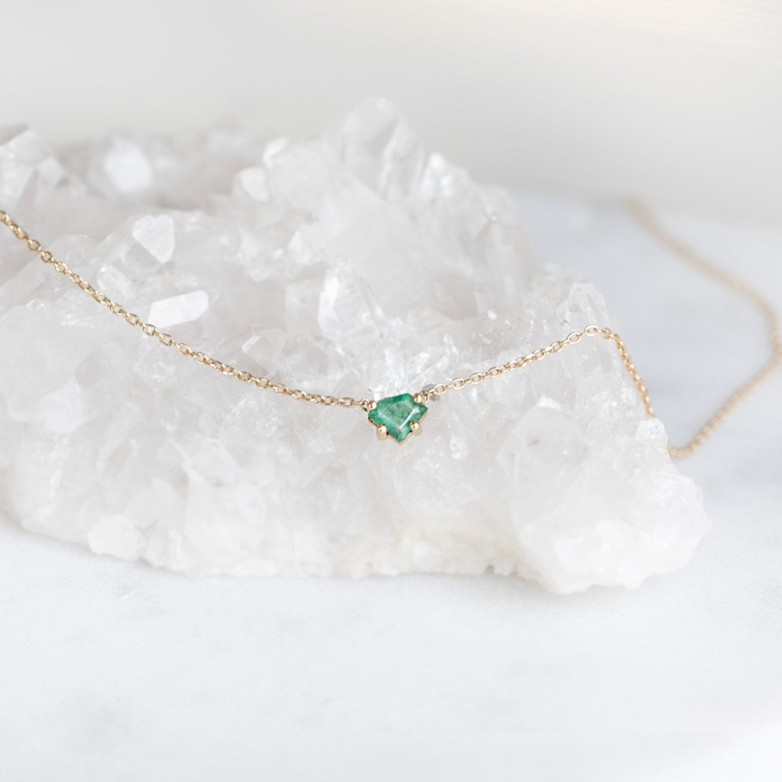 The Geometric Emerald Necklace | Yellow Gold