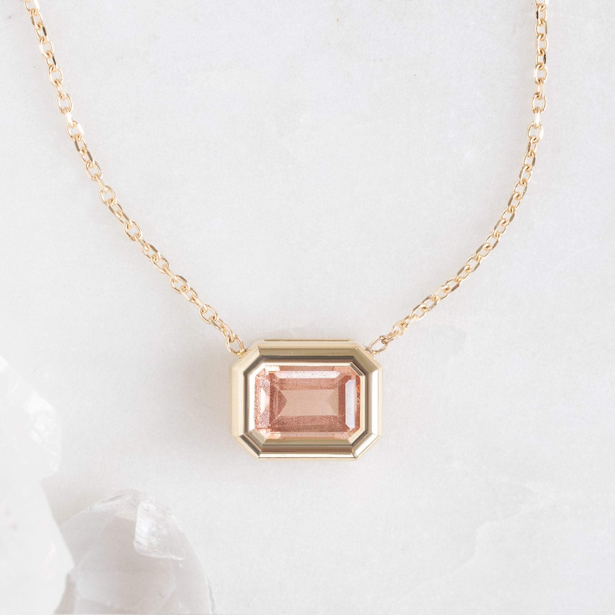 The Emerald-Cut Sunstone Necklace | Yellow Gold