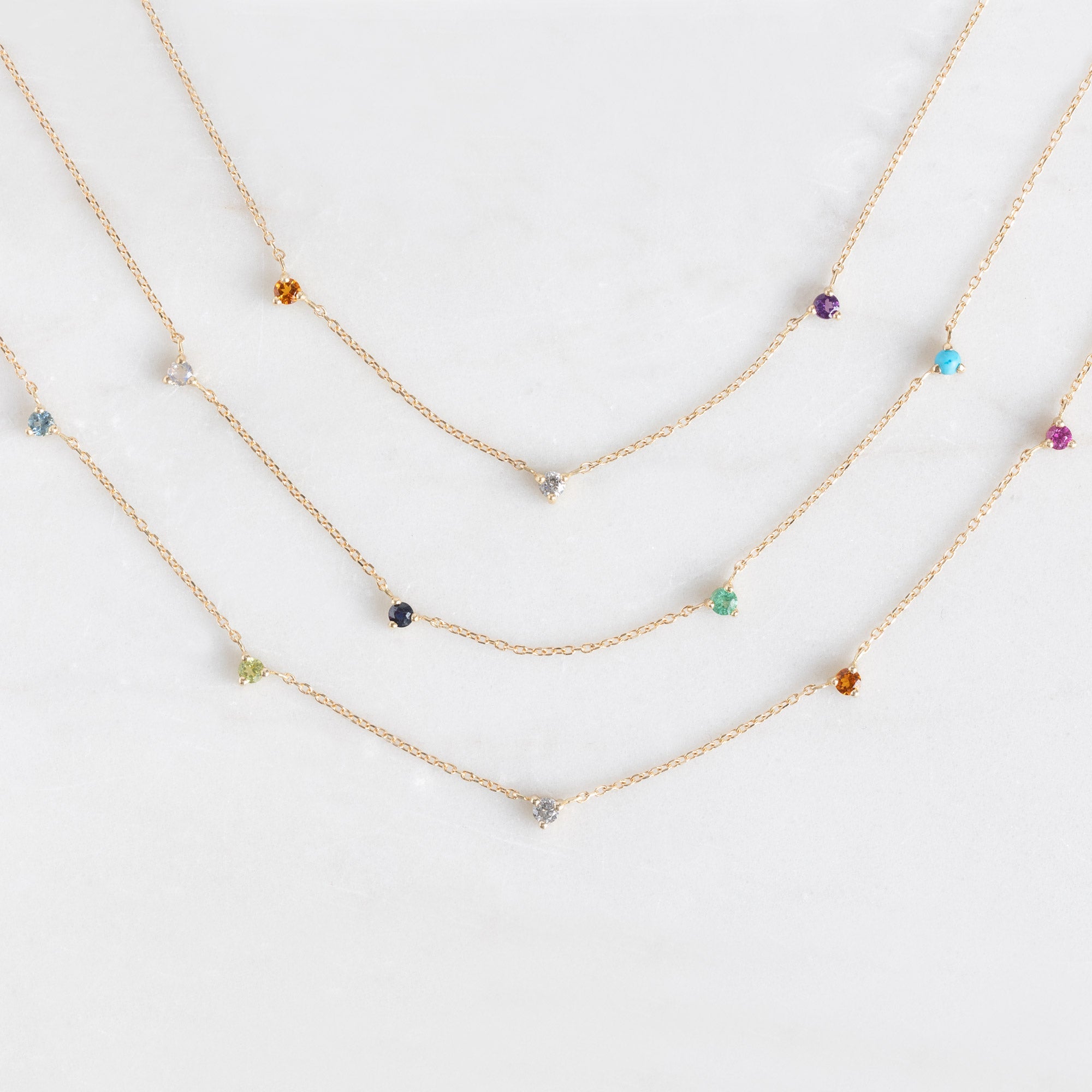 The Custom Multi-Birthstone Necklace | 3 Stones
