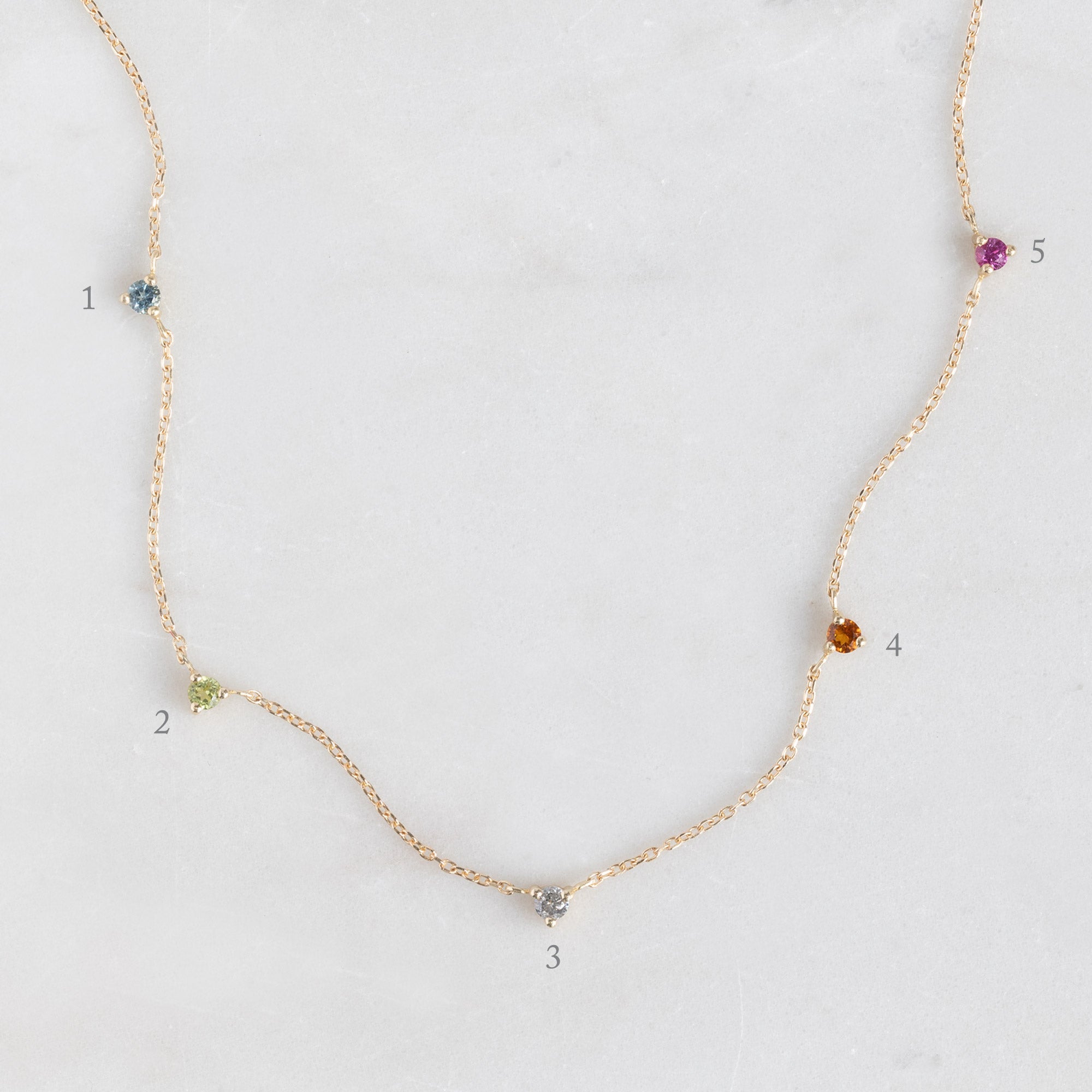The Custom Multi-Birthstone Necklace | 5 Stones