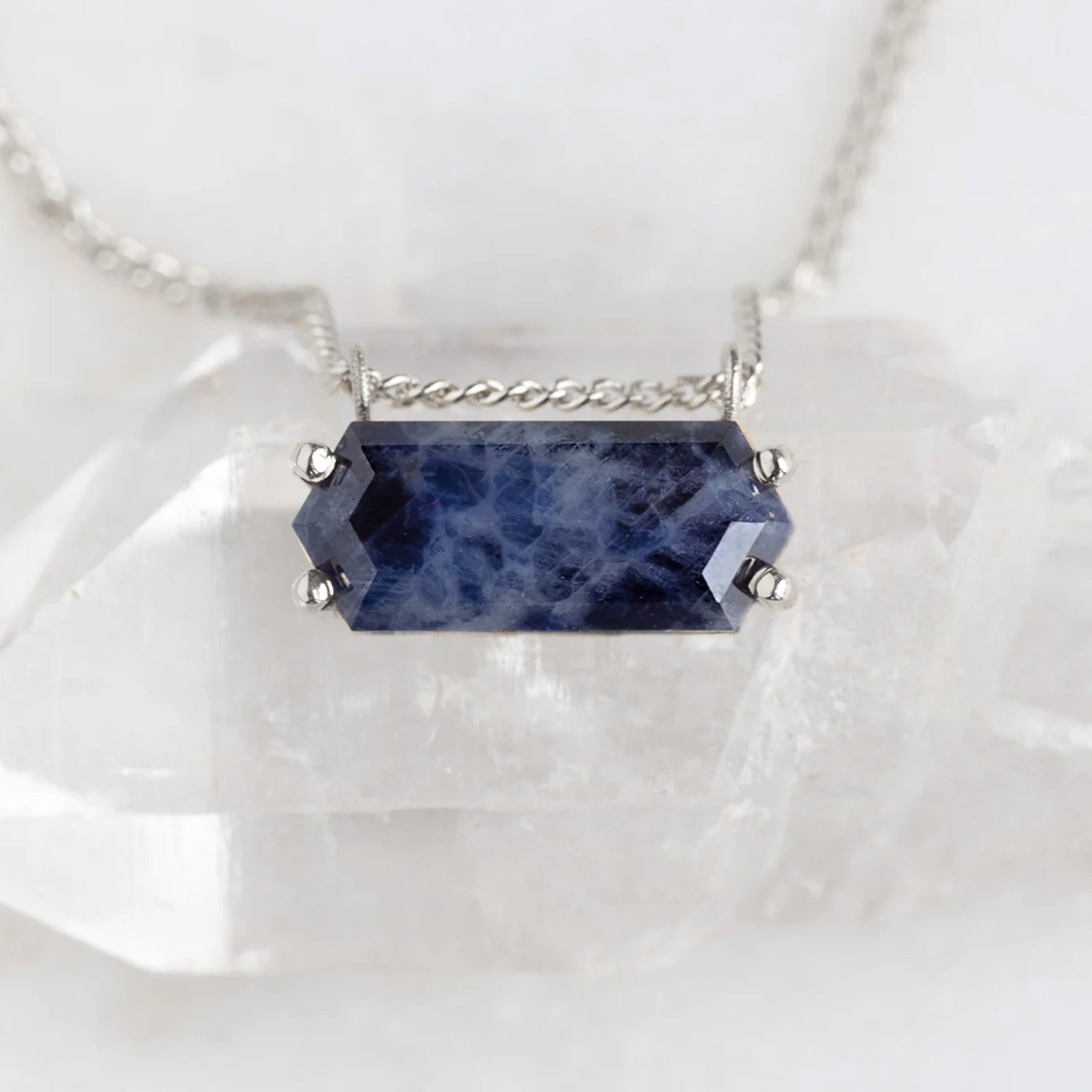 The Raw Sapphire Hexagon Necklace | Yellow, Rose, White or Sterling Silver