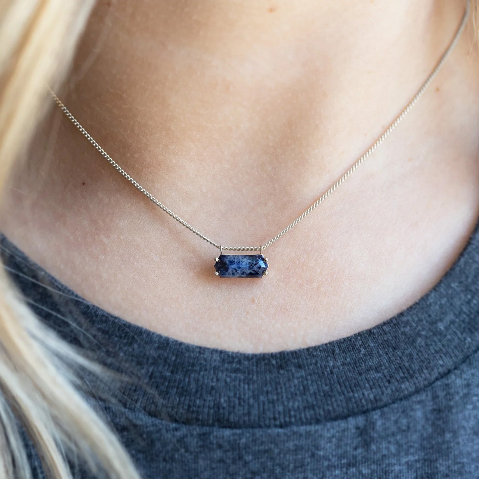The Raw Sapphire Hexagon Necklace | Yellow, Rose, White or Sterling Silver