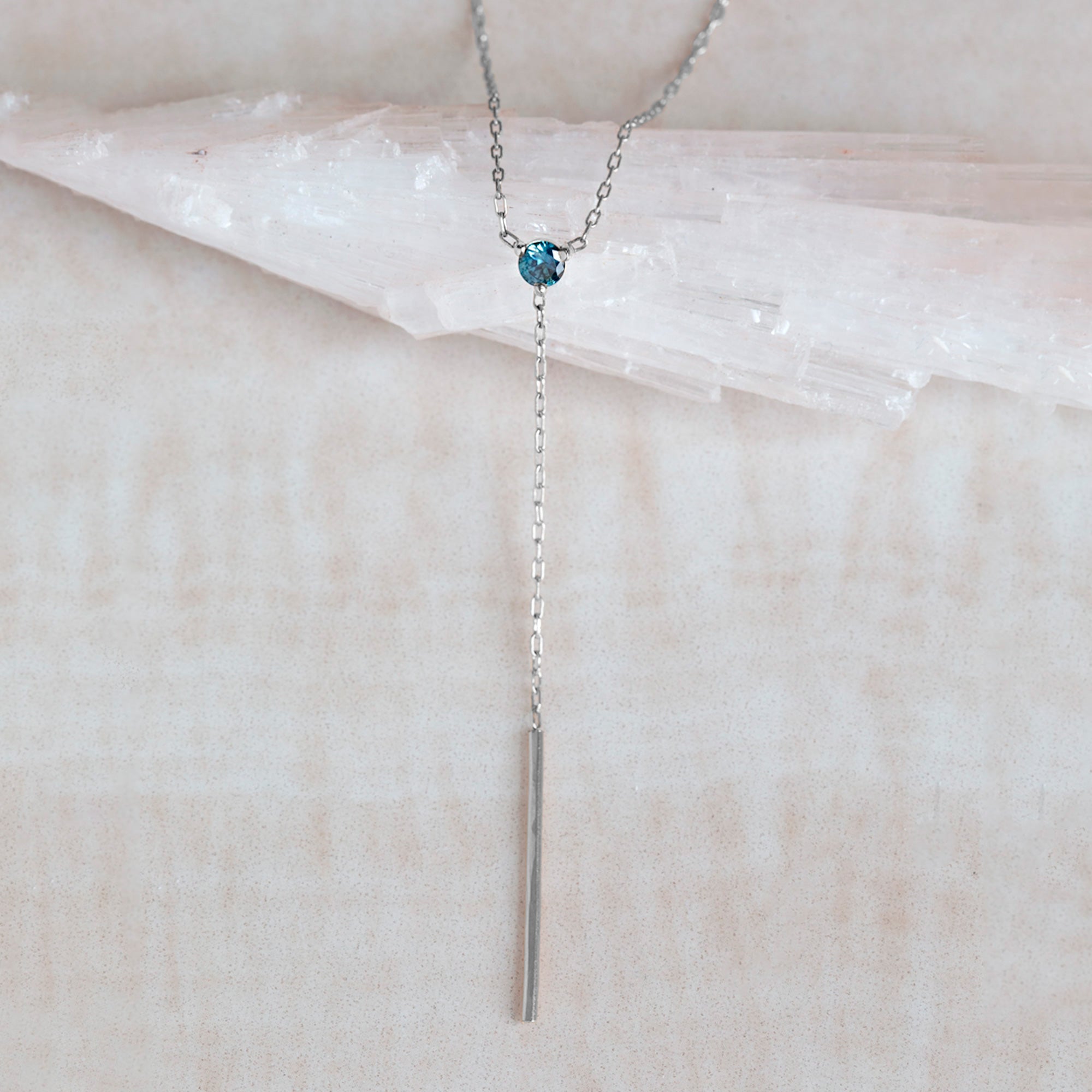 The Blue Montana Sapphire Gemstone Lariat Necklace | Yellow, Rose or White Gold