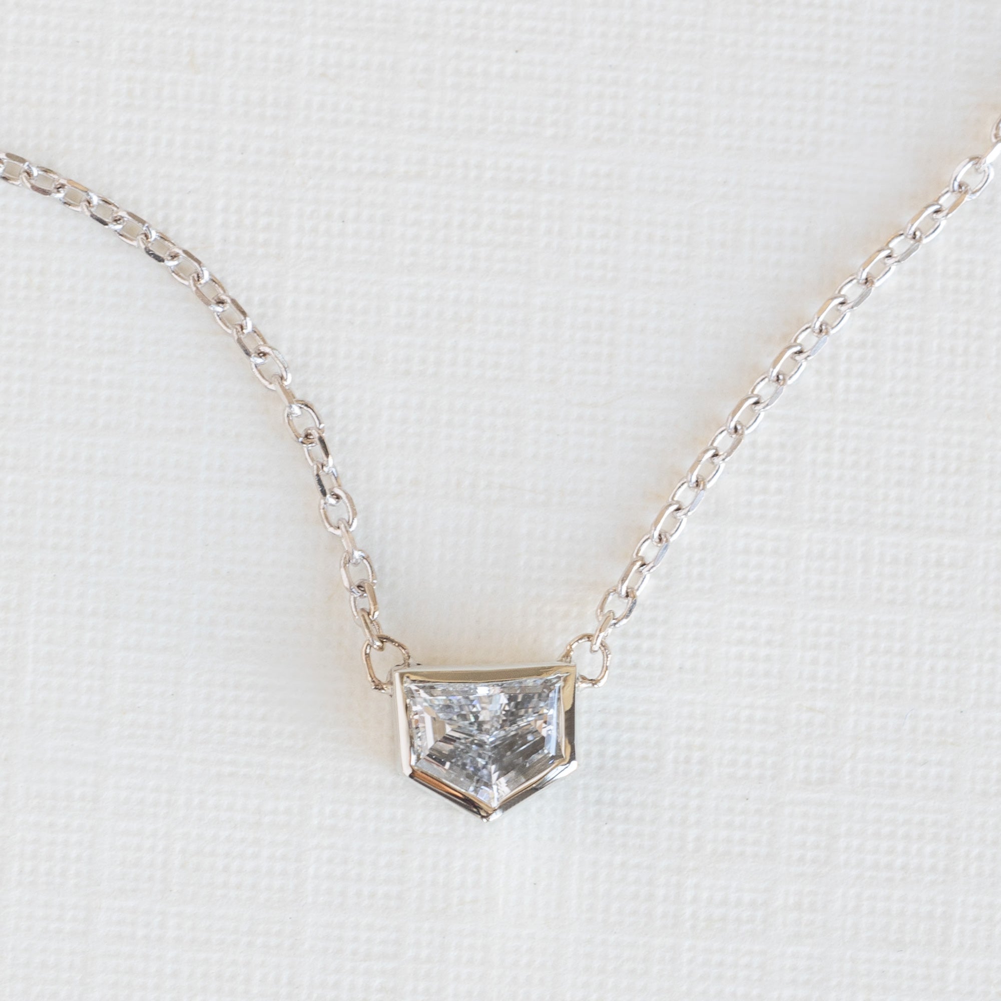 One of a Kind Geometric White Diamond Necklace | Choose Your Stone