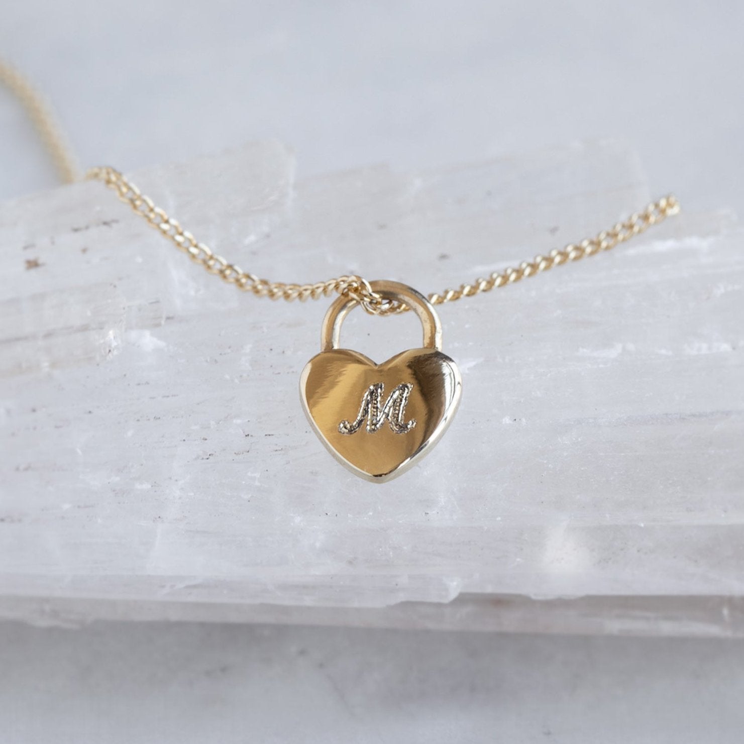 The Personalized Heart Lock Necklace | Yellow Gold or Sterling Silver
