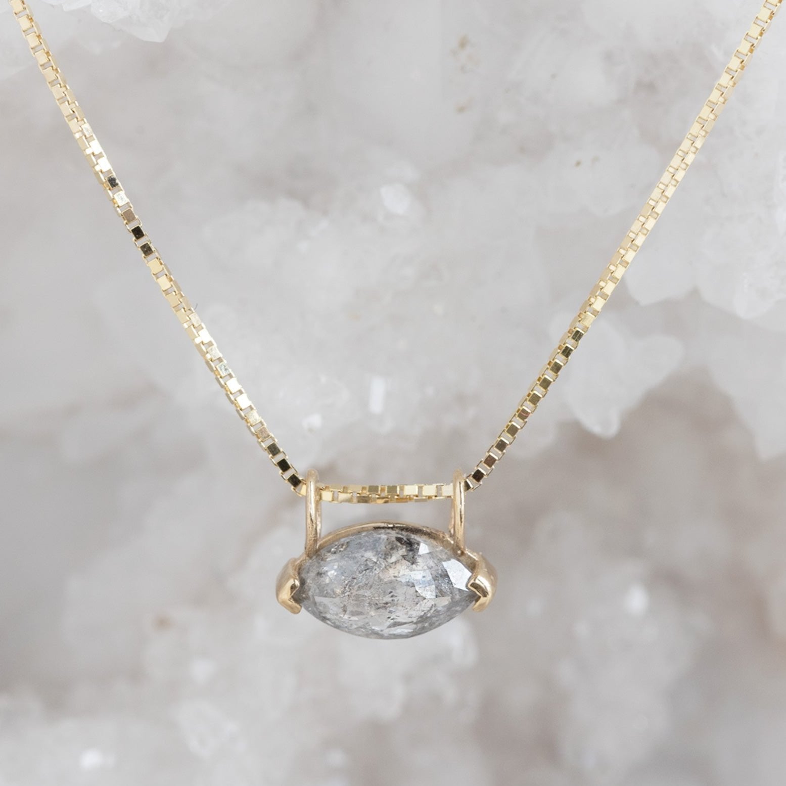 The Salt and Pepper Diamond Eye Necklace | Yellow, Rose or White Gold
