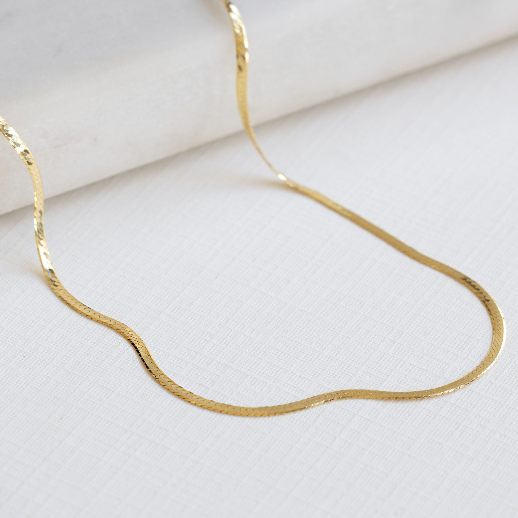The Herringbone Chain Necklace | Yellow Gold