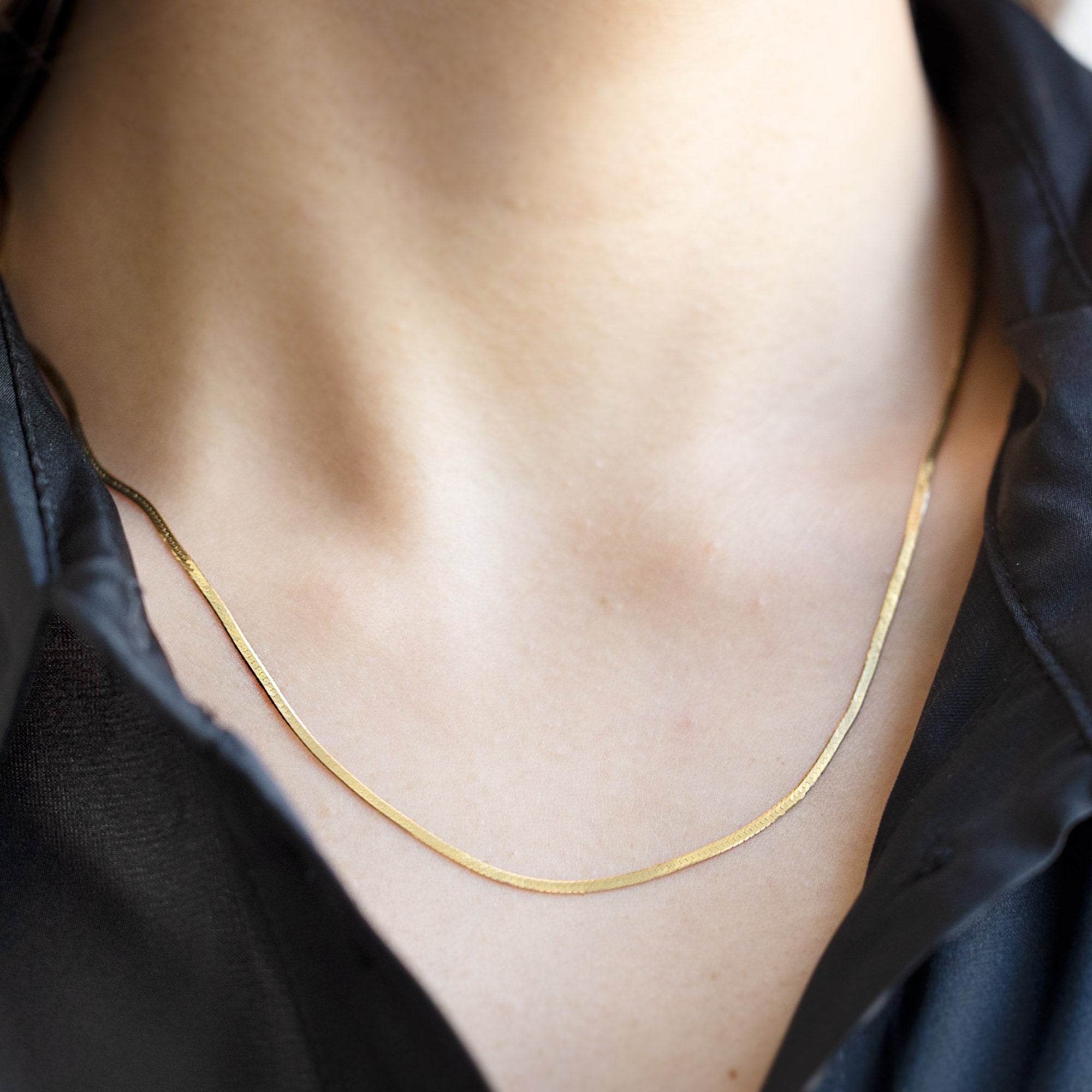 The Herringbone Chain Necklace | Yellow Gold