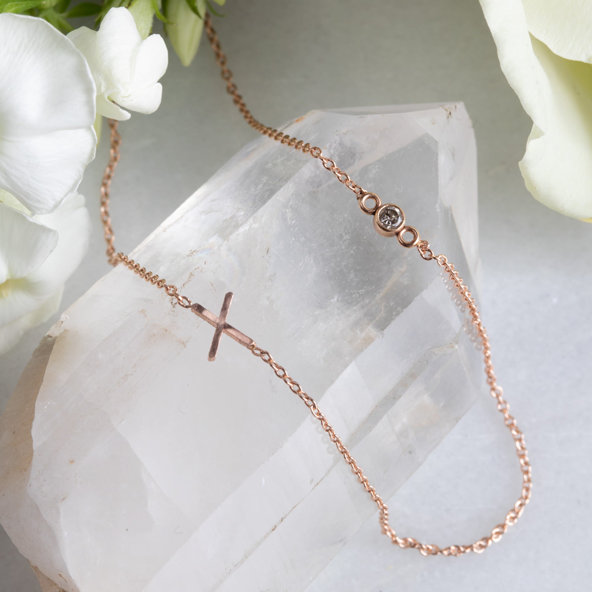 The XO' Salt and Pepper Diamond Necklace | Yellow, Rose or Sterling Silver