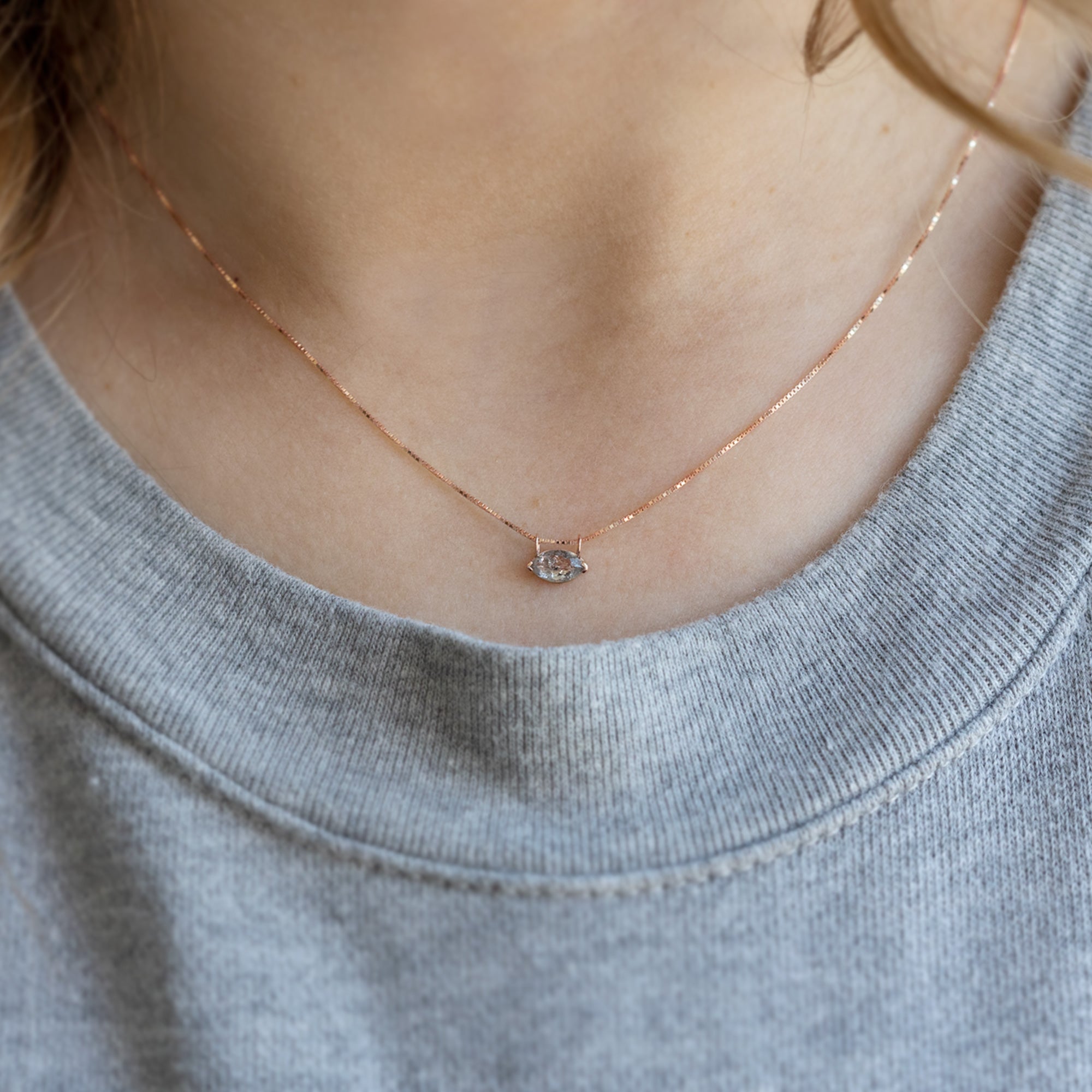 The Salt and Pepper Diamond Eye Necklace | Yellow, Rose or White Gold