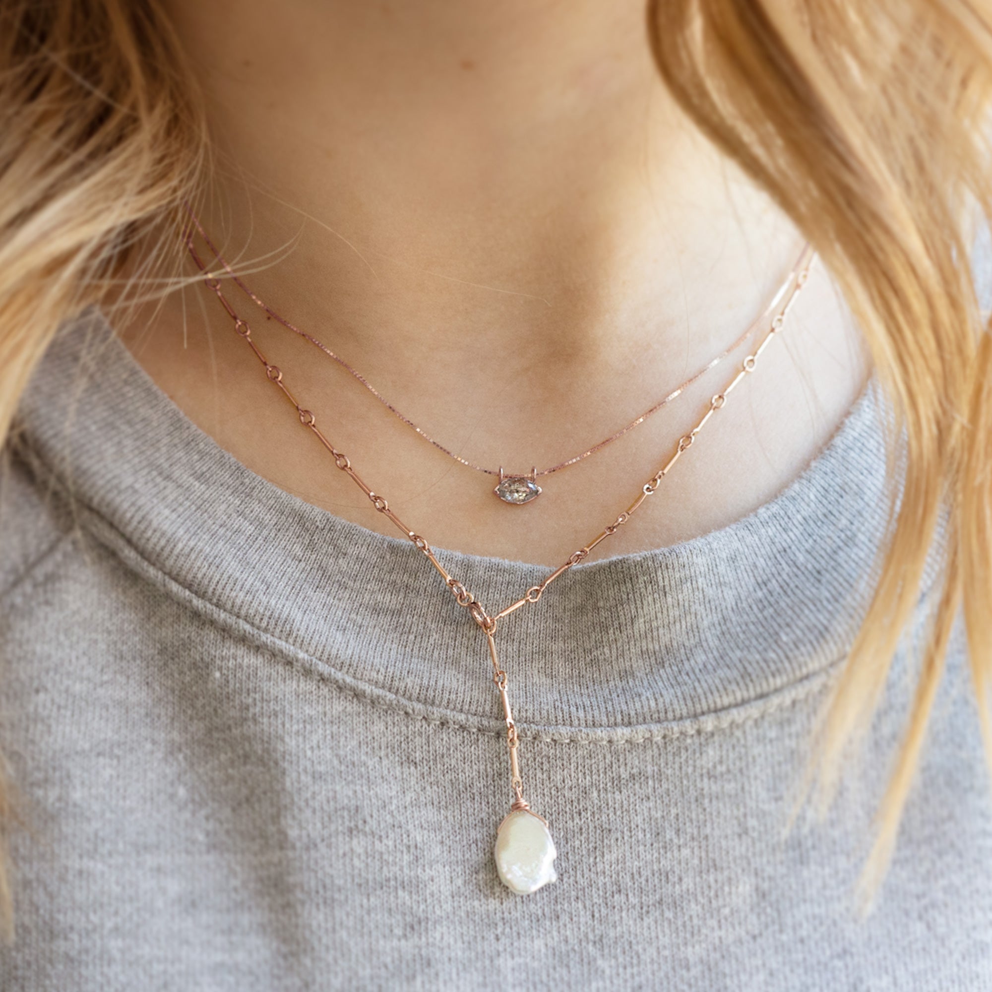 buy:the-salt-and-pepper-diamond-eye-necklace-14k-rose-gold,the-keshi-pearl-necklace-gold-filled