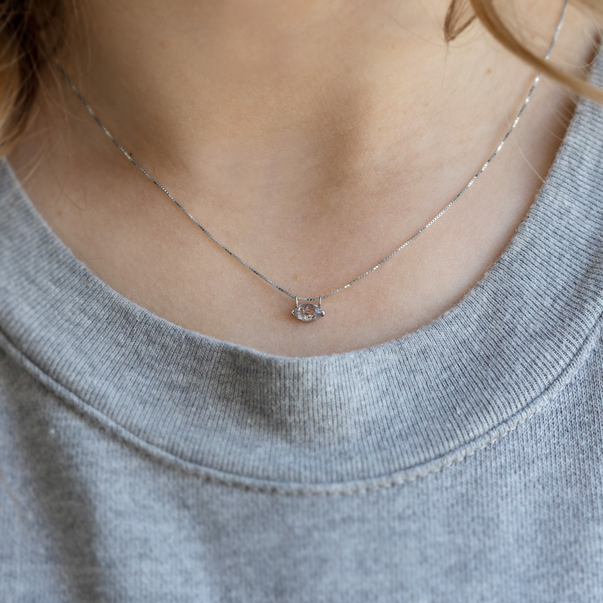 The Salt and Pepper Diamond Eye Necklace | Yellow, Rose or White Gold