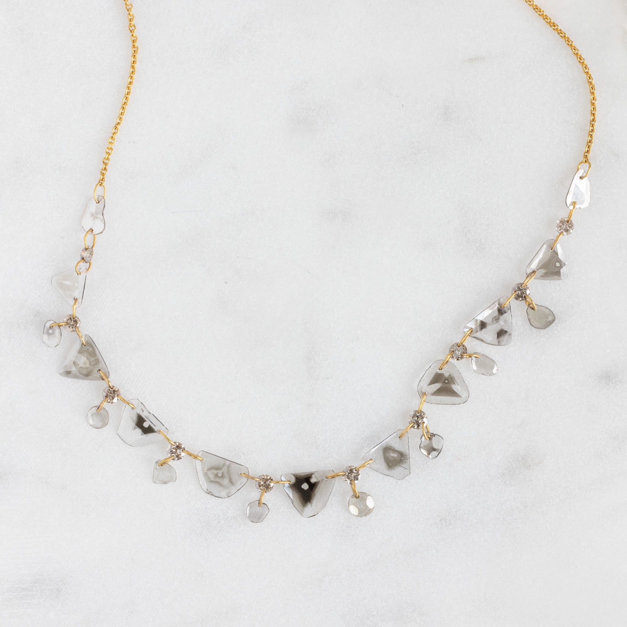 Custom 2.1ct Salt and Pepper Diamond Slice Pennant Necklace | 18K Yellow Gold
on marble tray