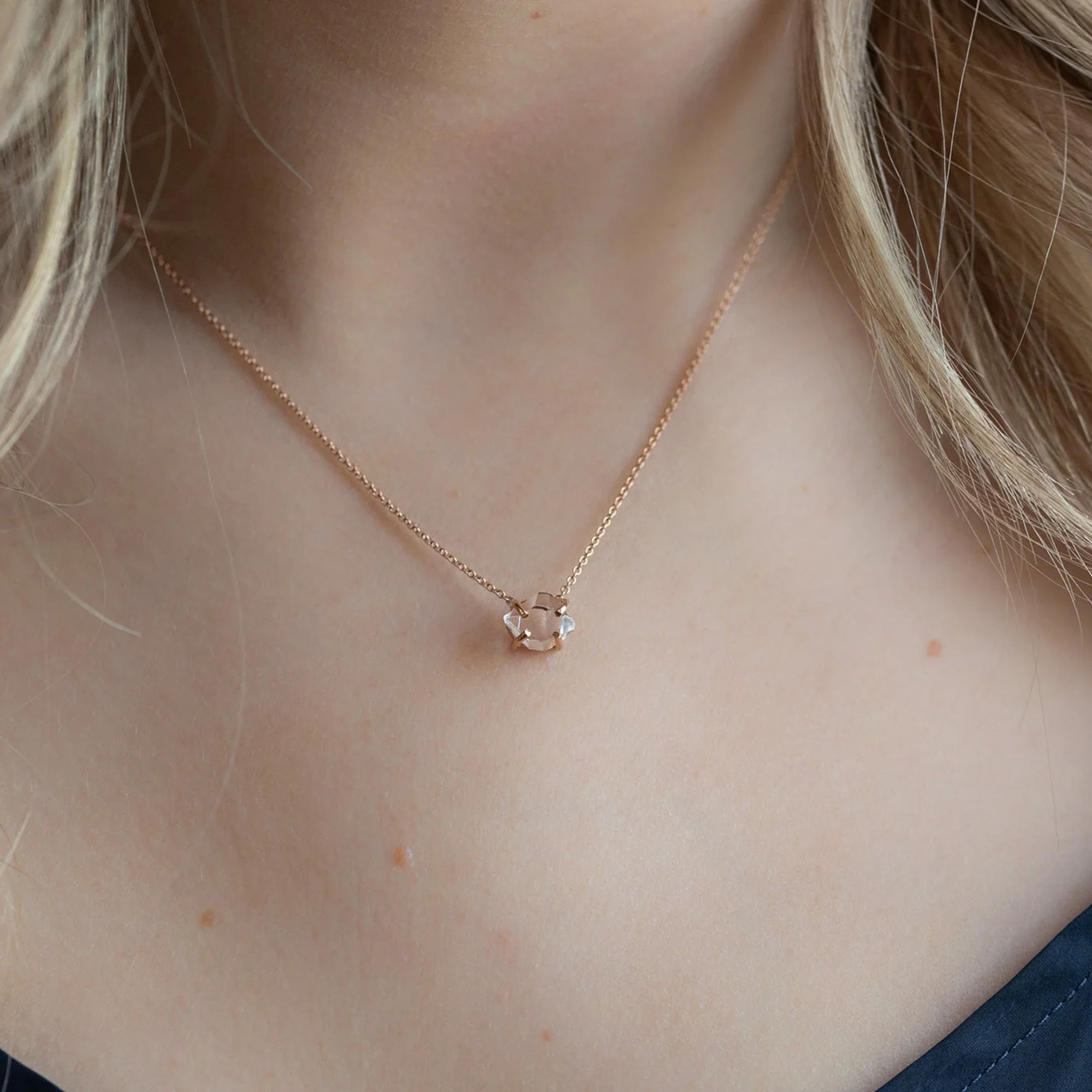 The Herkimer Diamond Necklace | Yellow, Rose or Sterling Silver