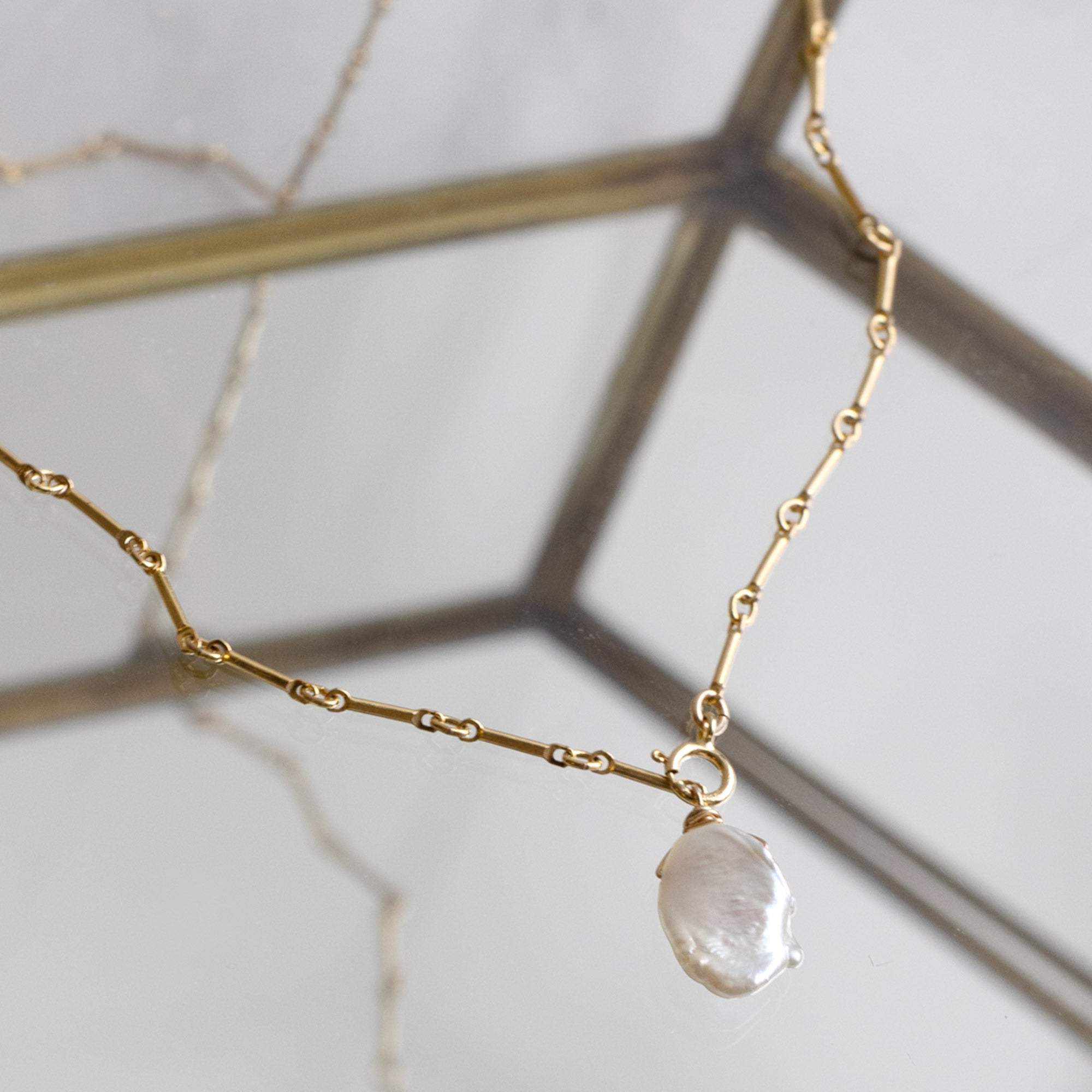 The Keshi Pearl Necklace | Yellow, Rose or Sterling Silver