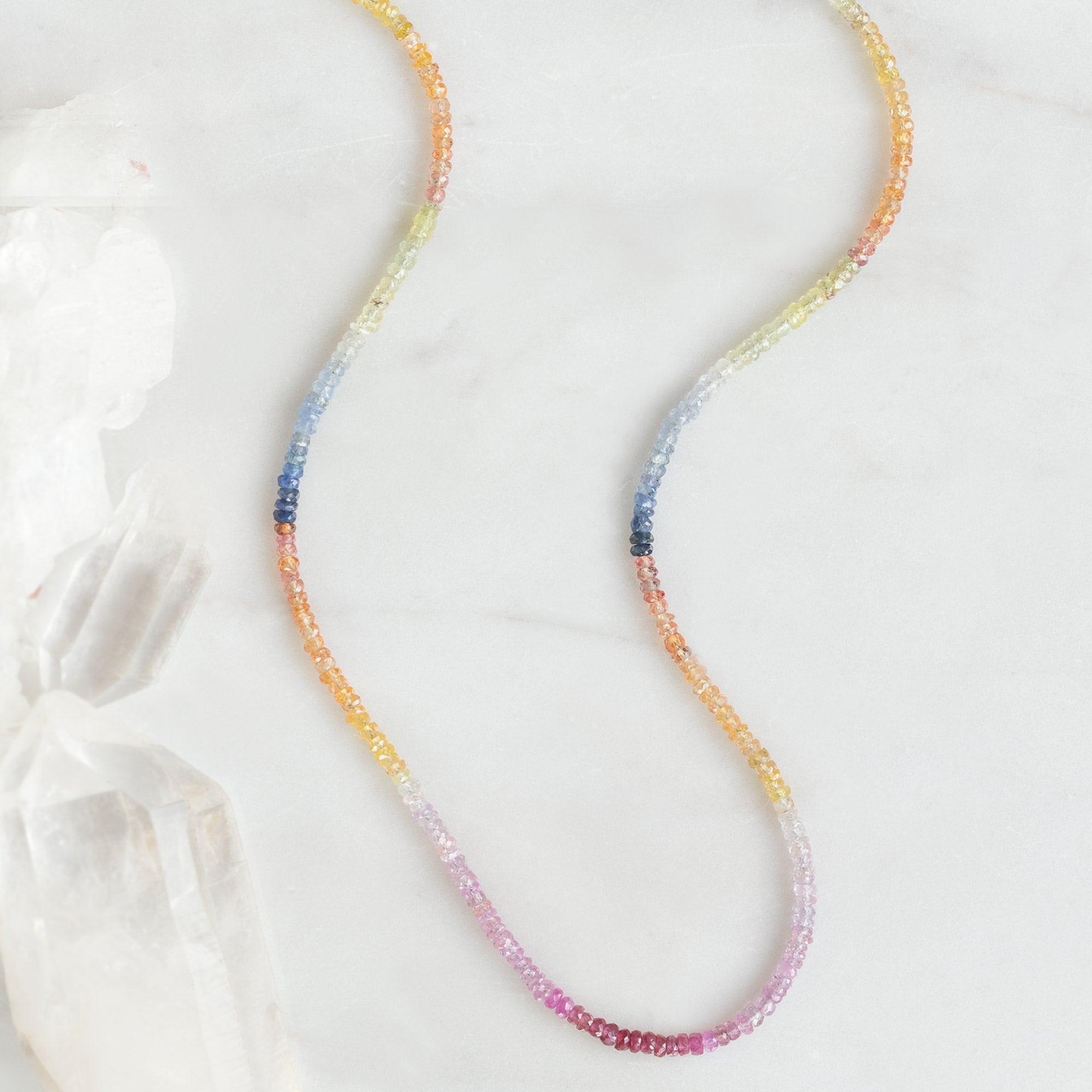 The Rainbow Sapphire Beaded Necklace | Yellow Gold