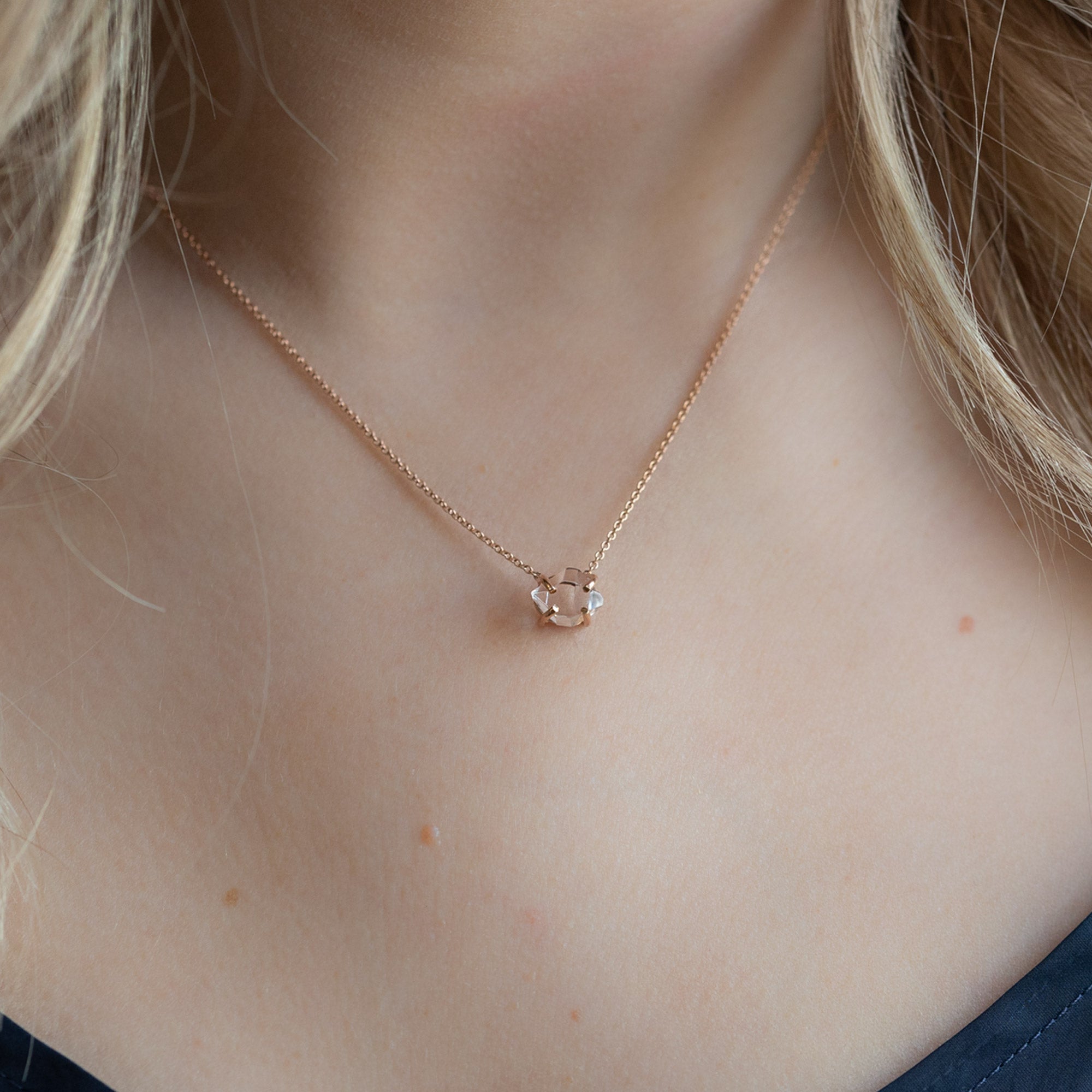 The Herkimer Diamond Necklace | Yellow, Rose or Sterling Silver