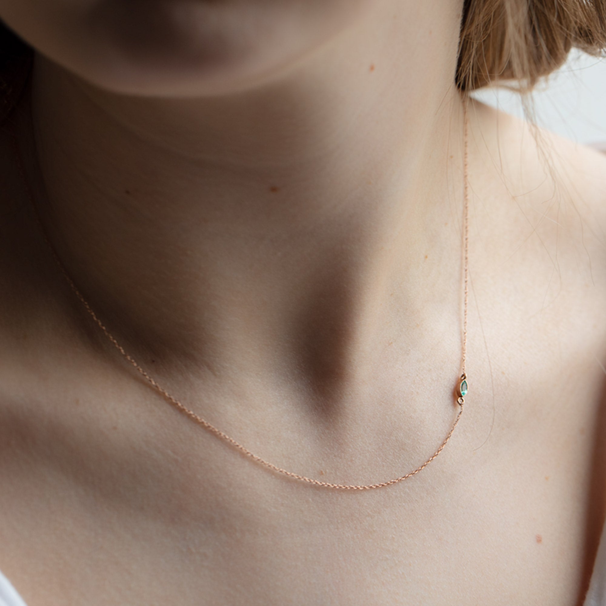 The Teensy Emerald Necklace | Yellow or Rose Gold