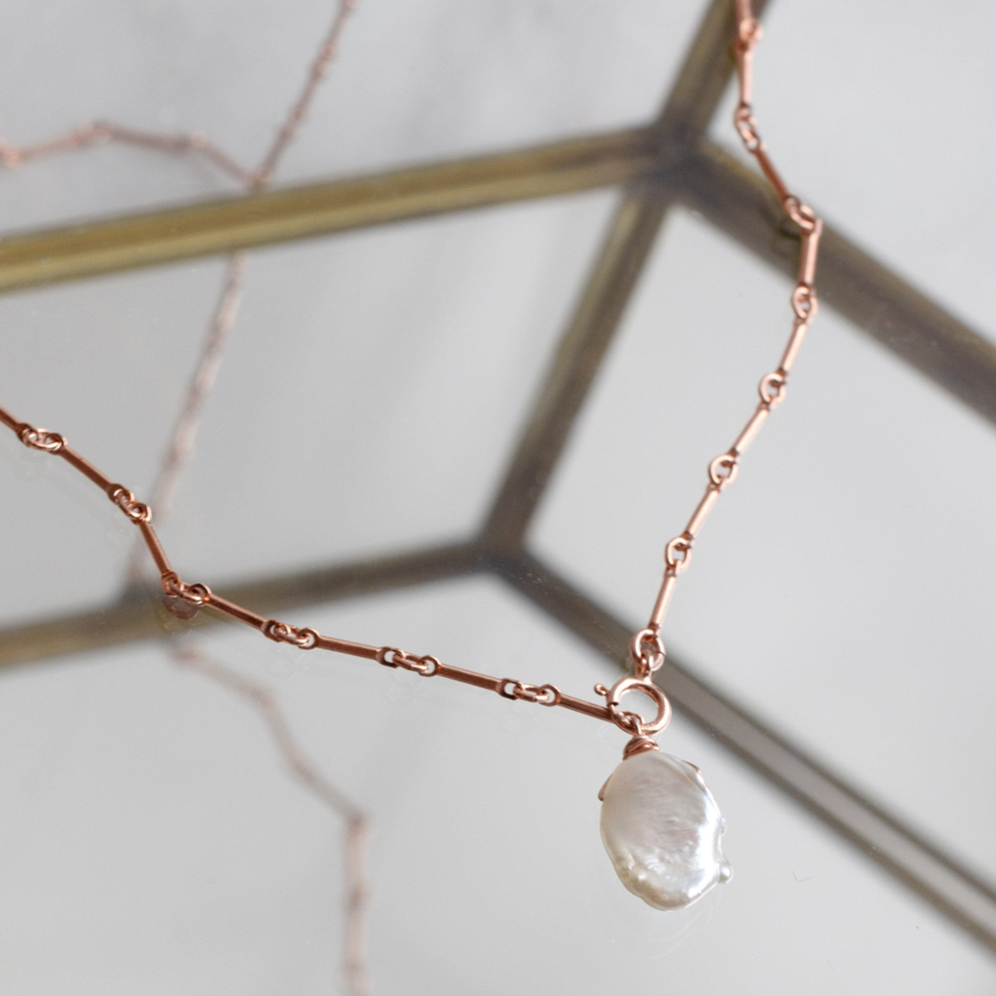 The Keshi Pearl Necklace | Yellow, Rose or Sterling Silver