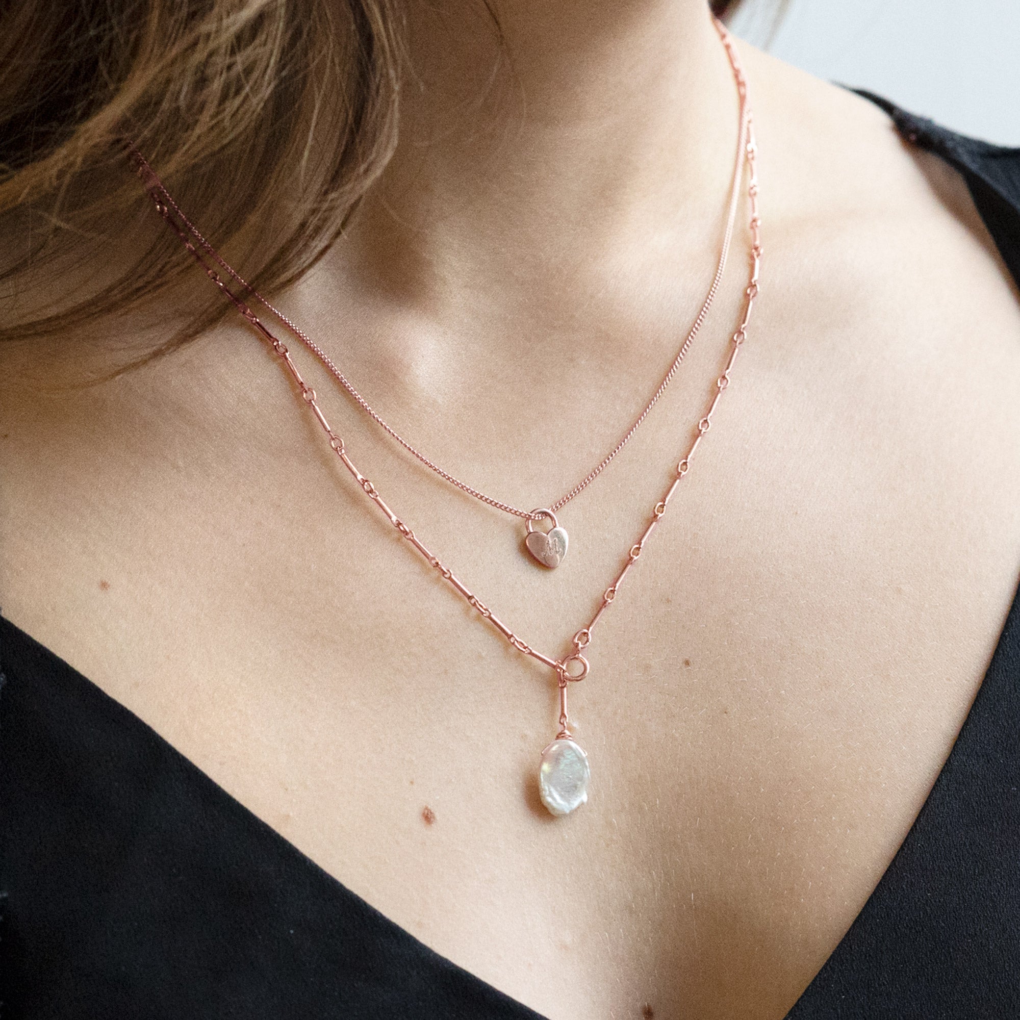 The Keshi Pearl Necklace | Yellow, Rose or Sterling Silver
