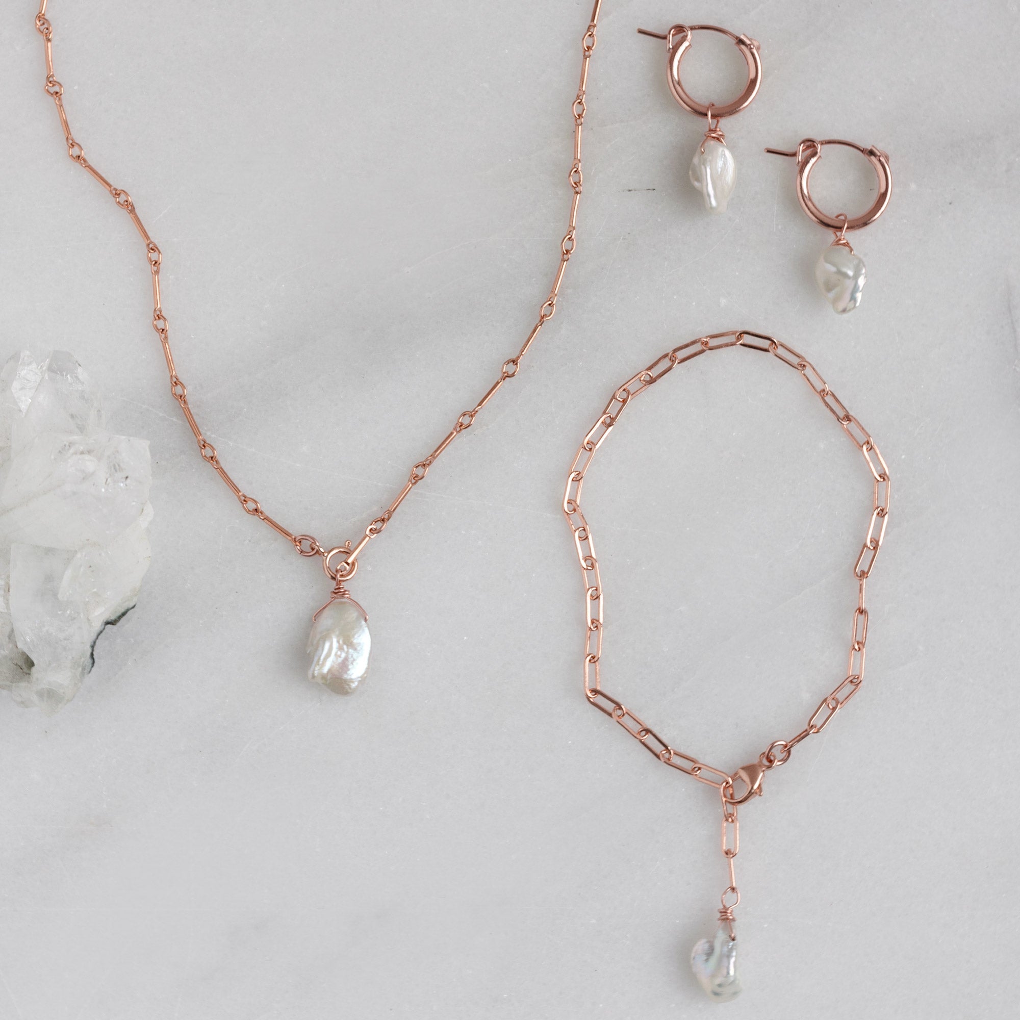 The Keshi Pearl Necklace | Yellow, Rose or Sterling Silver