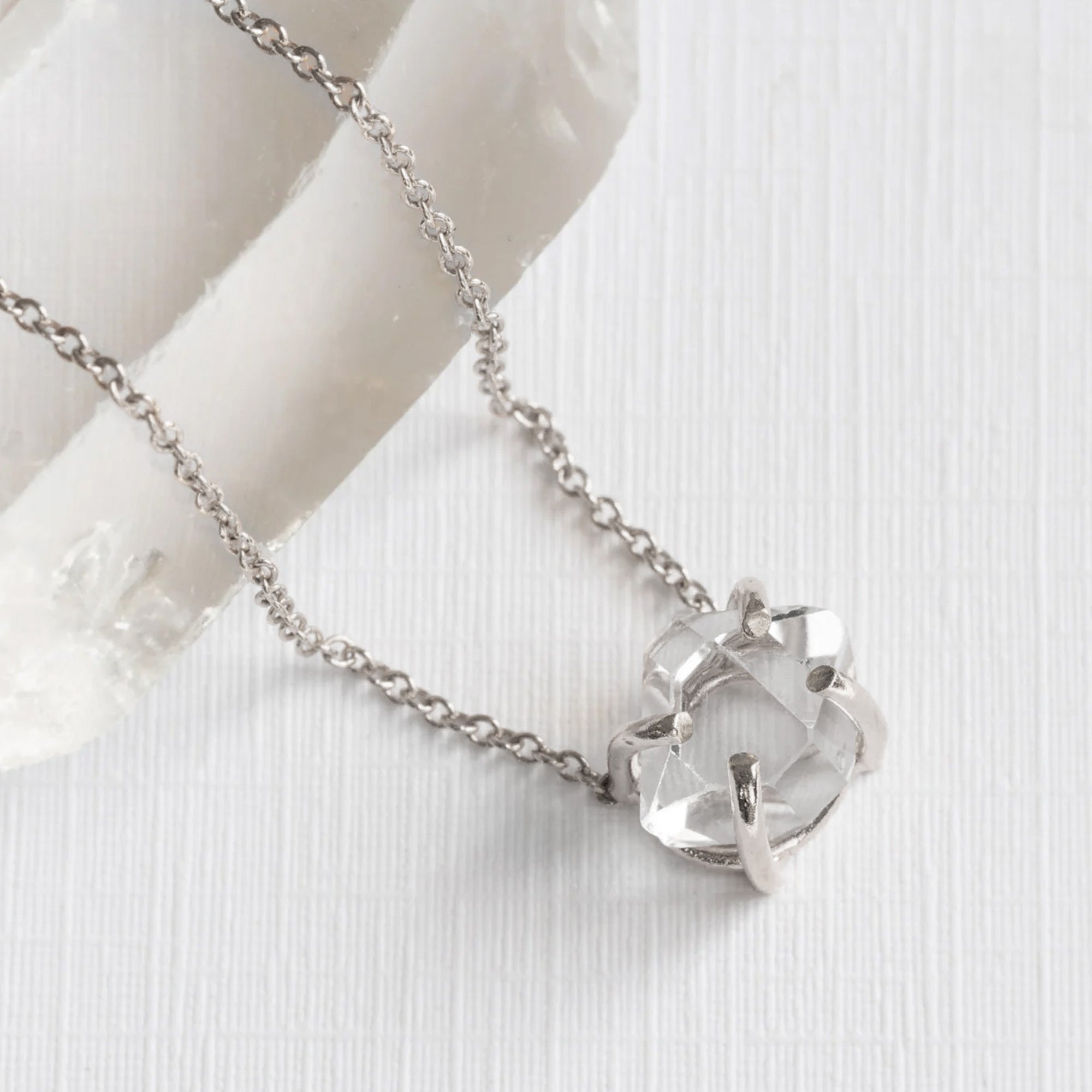 The Herkimer Diamond Necklace | Yellow, Rose or Sterling Silver