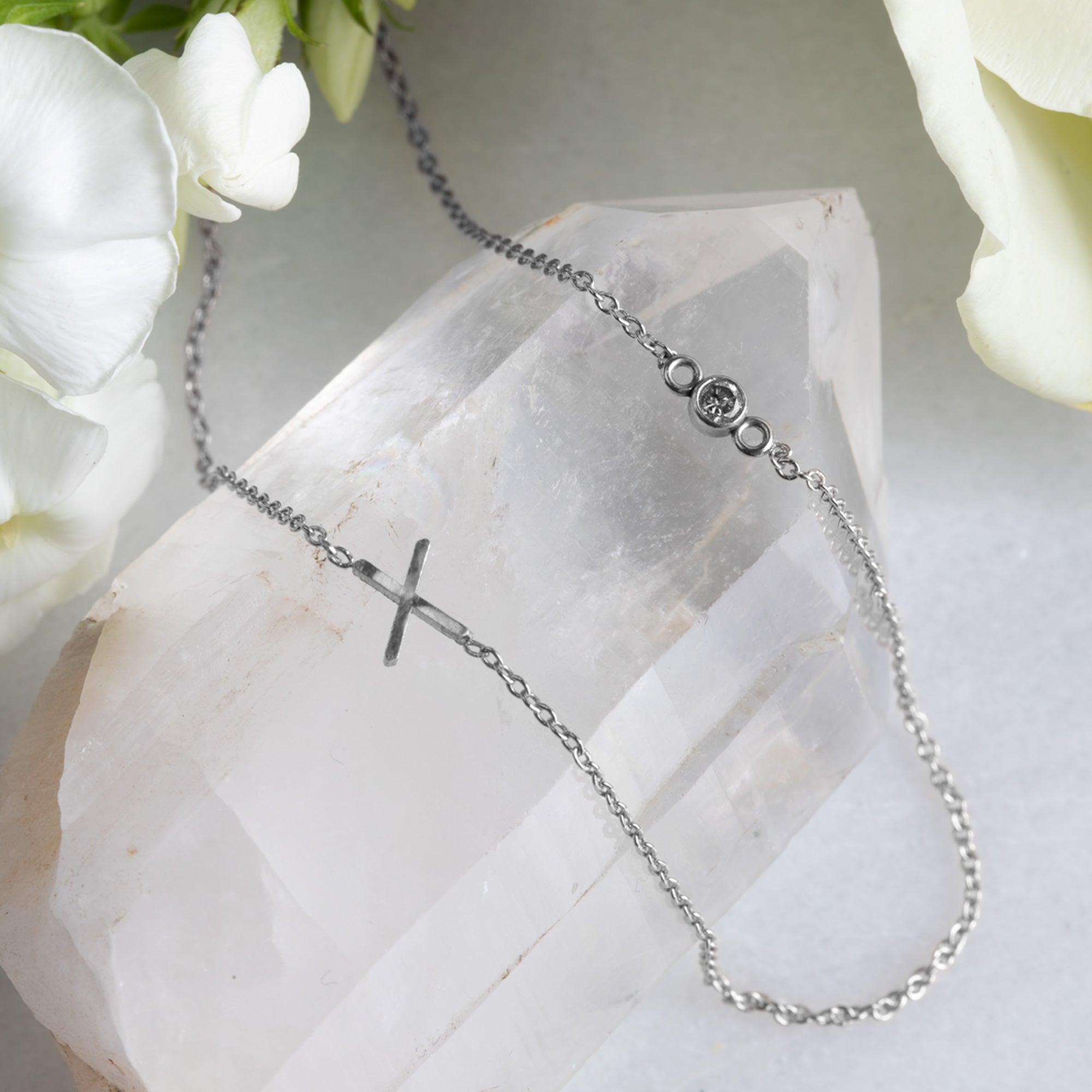The XO' Salt and Pepper Diamond Necklace | Yellow, Rose or Sterling Silver