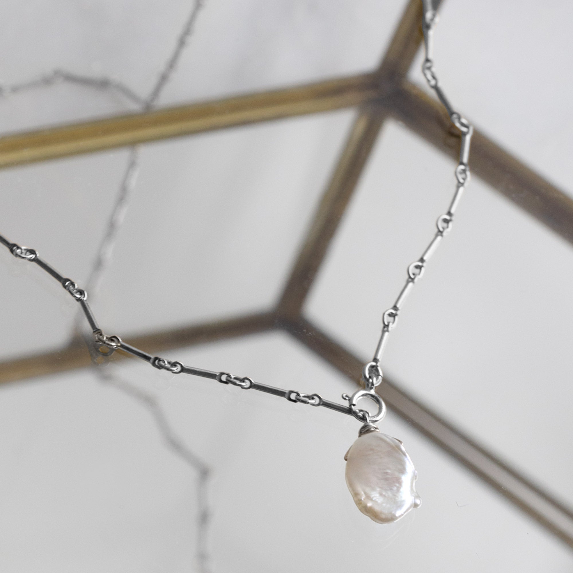 The Keshi Pearl Necklace | Yellow, Rose or Sterling Silver