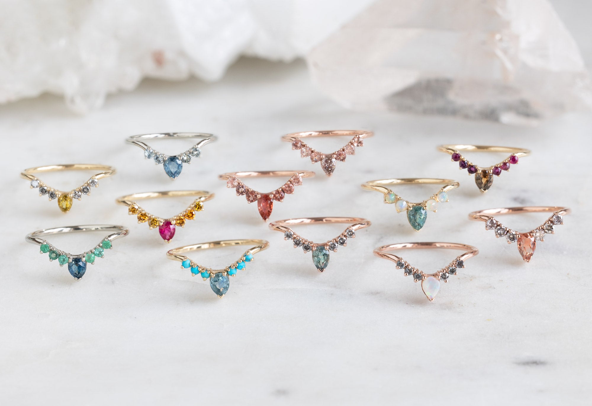 One of a Kind Sunburst Stacking Rings