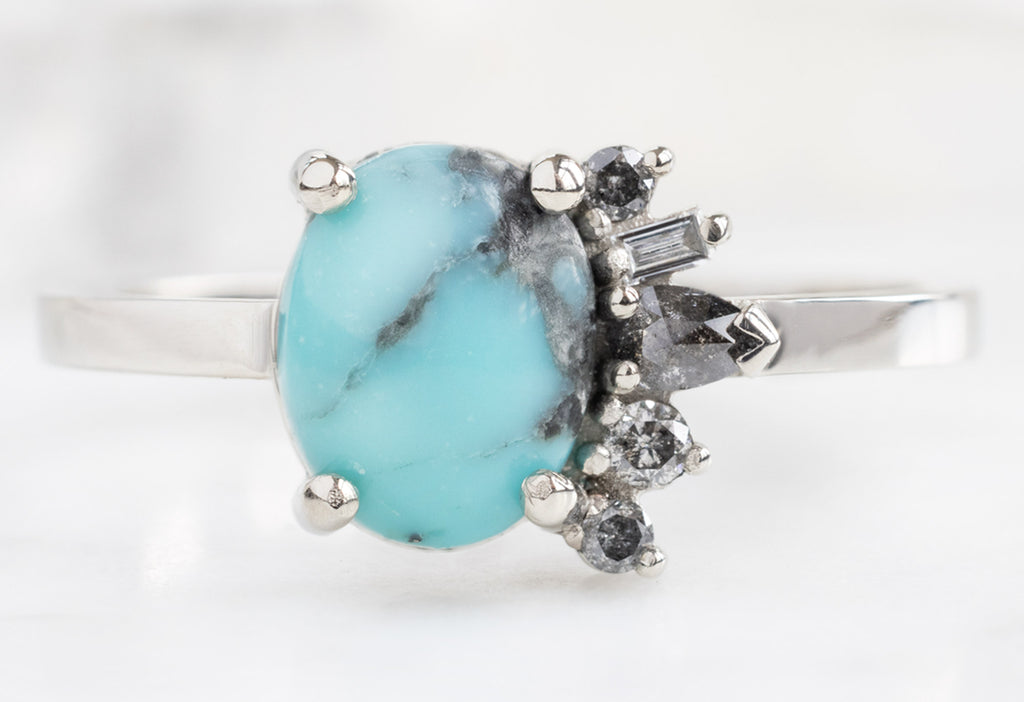 Turquoise & Diamond Cluster Ring