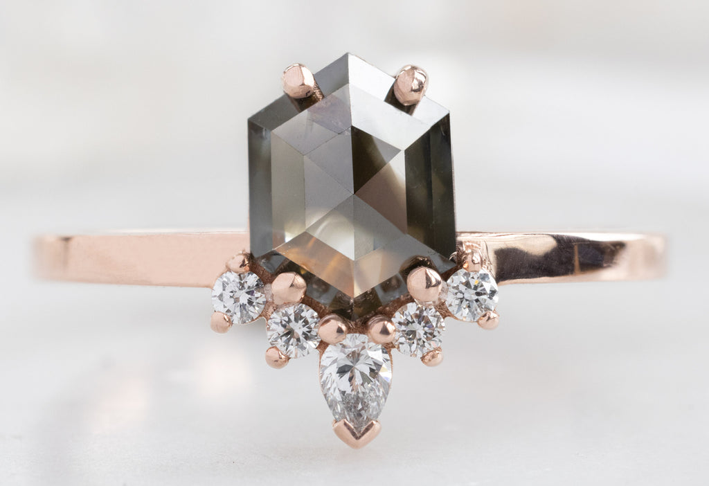 The Aster Ring with a Black Hexagon Diamond