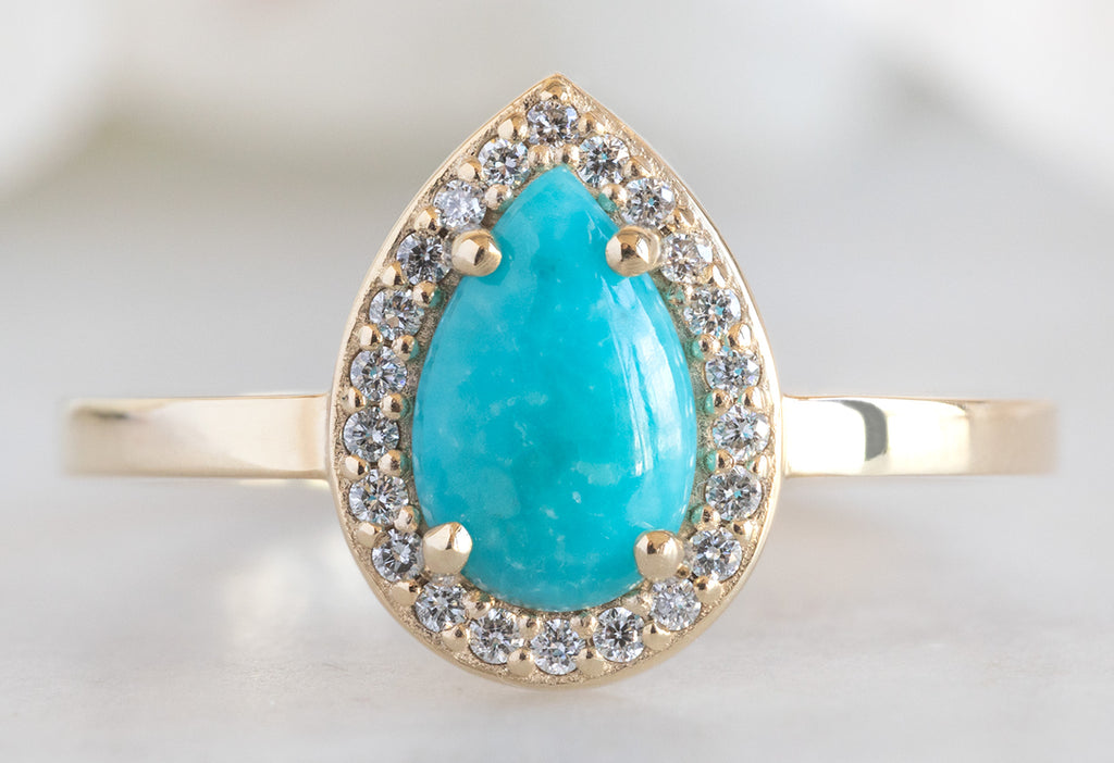 The Dahlia Ring with a Sleeping Beauty Turquoise