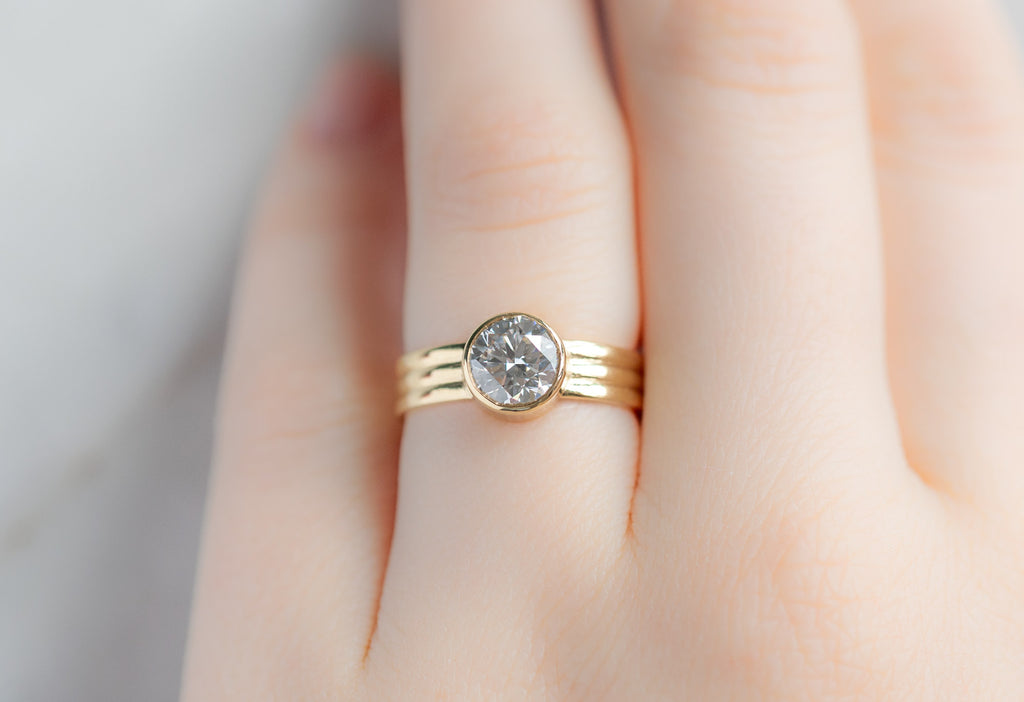 The Hazel Ring with a Lab Grown Round-Cut Diamond on Model