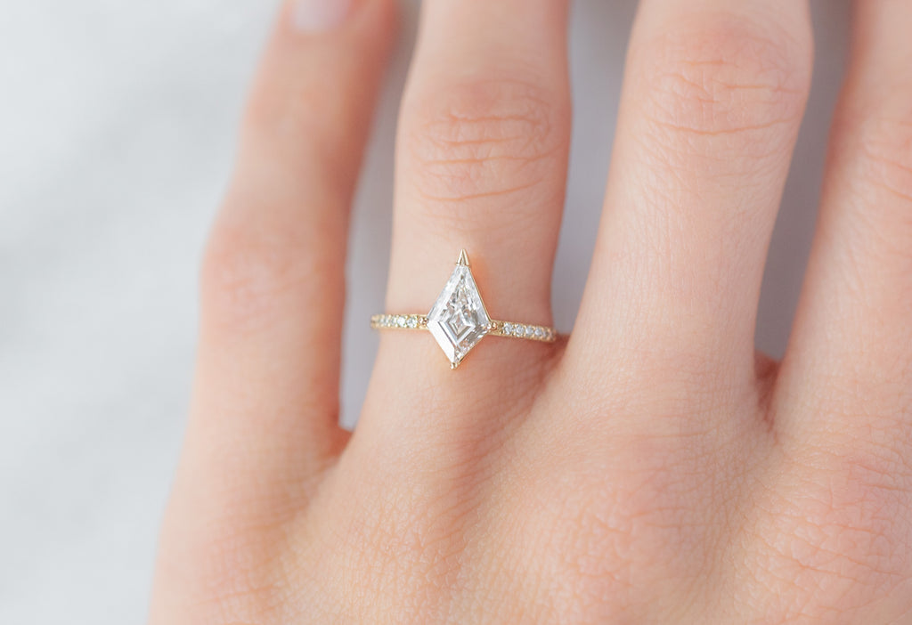 The Willow Ring with a Kite-Shaped Lab Grown Diamond on Model