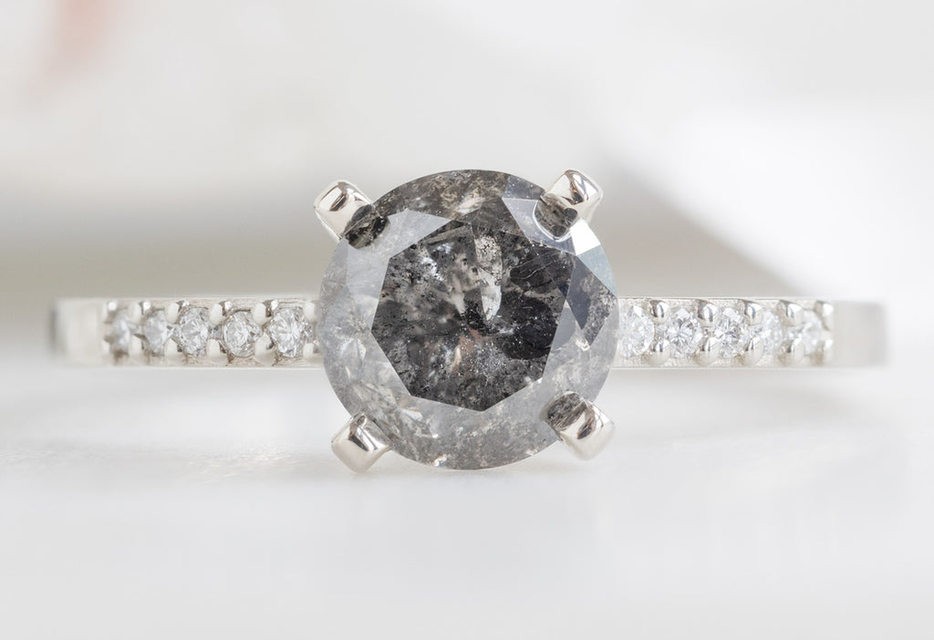 The Willow Ring with a Round Salt and Pepper Diamond