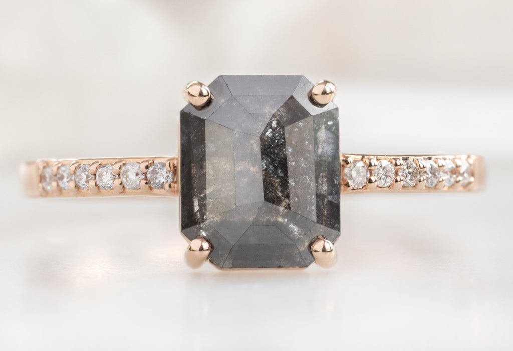 The Willow Ring with an Emerald-Cut Black Diamond