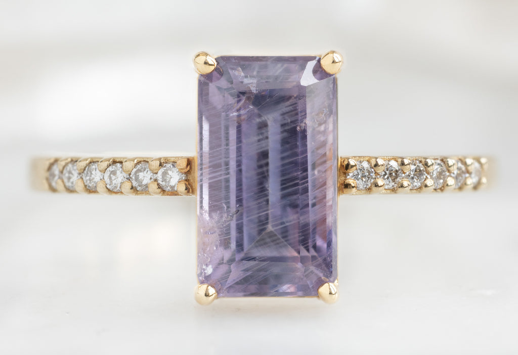 The Willow Ring with an Emerald-Cut Violet Sapphire