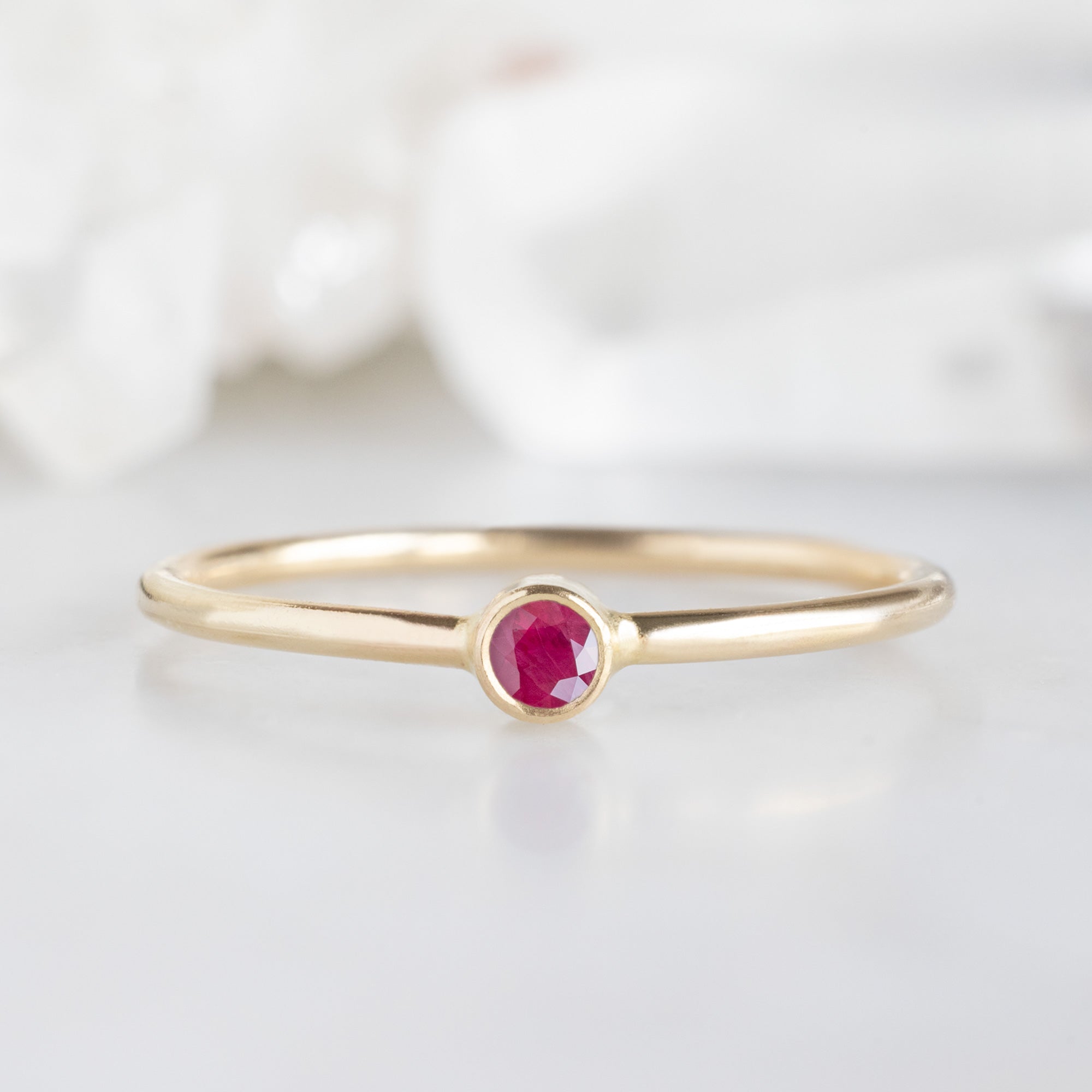 Ruby Birthstone Stacking Ring | Yellow, Rose or White Gold