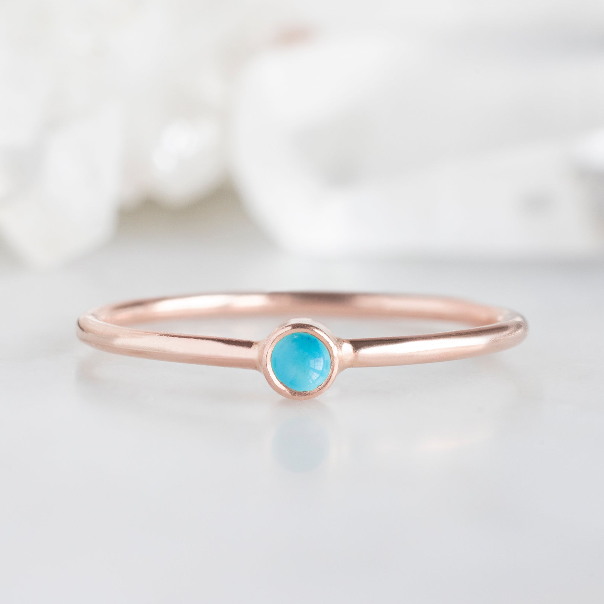 Turquoise Birthstone Stacking Ring | Yellow, Rose or White Gold