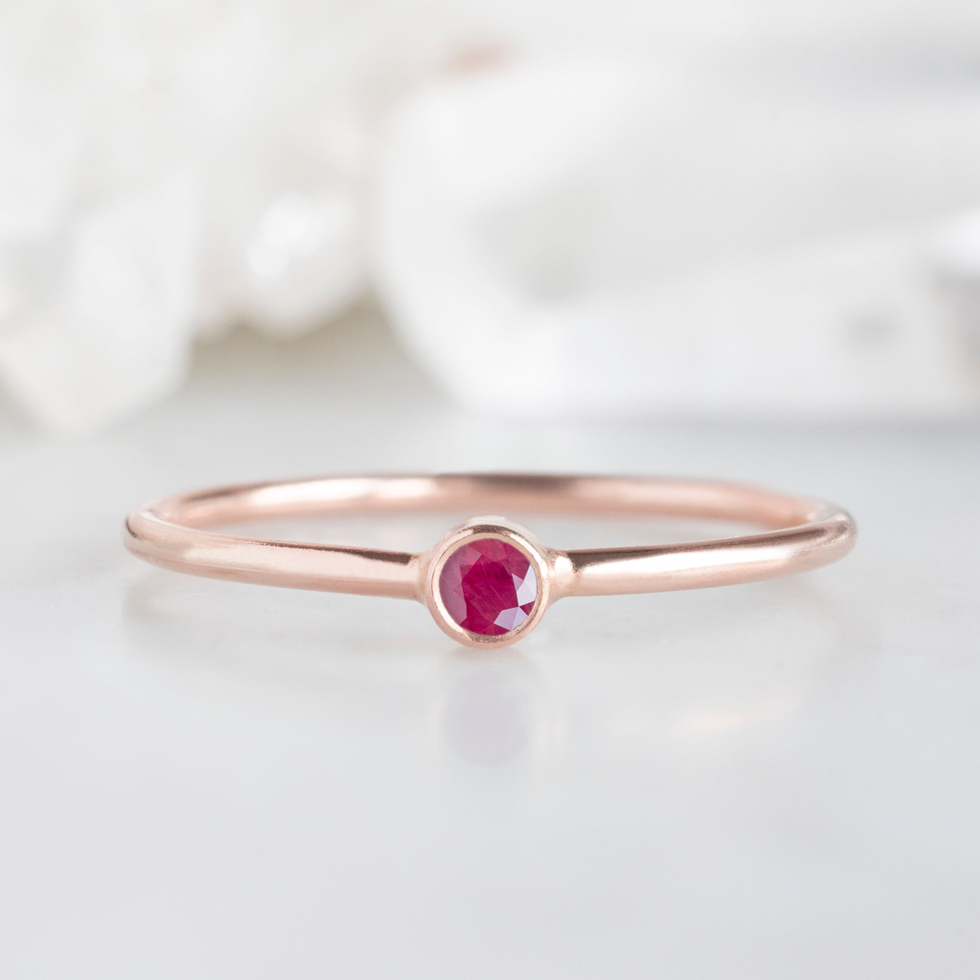 Ruby Birthstone Stacking Ring | Yellow, Rose or White Gold