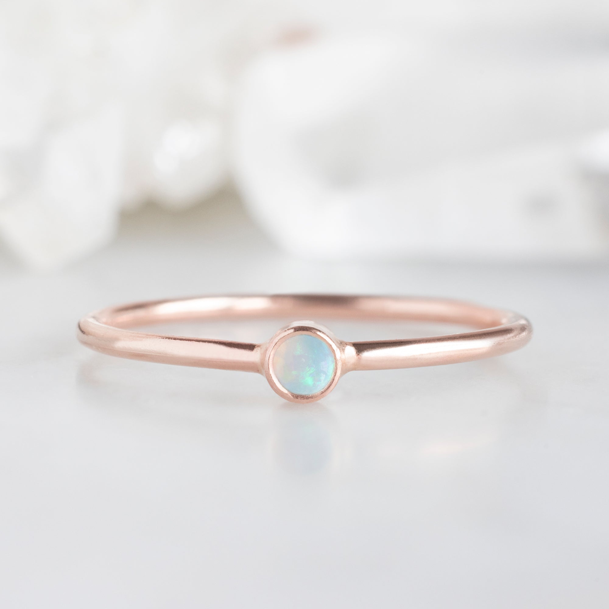 Opal Birthstone Stacking Ring | Yellow, Rose or White Gold