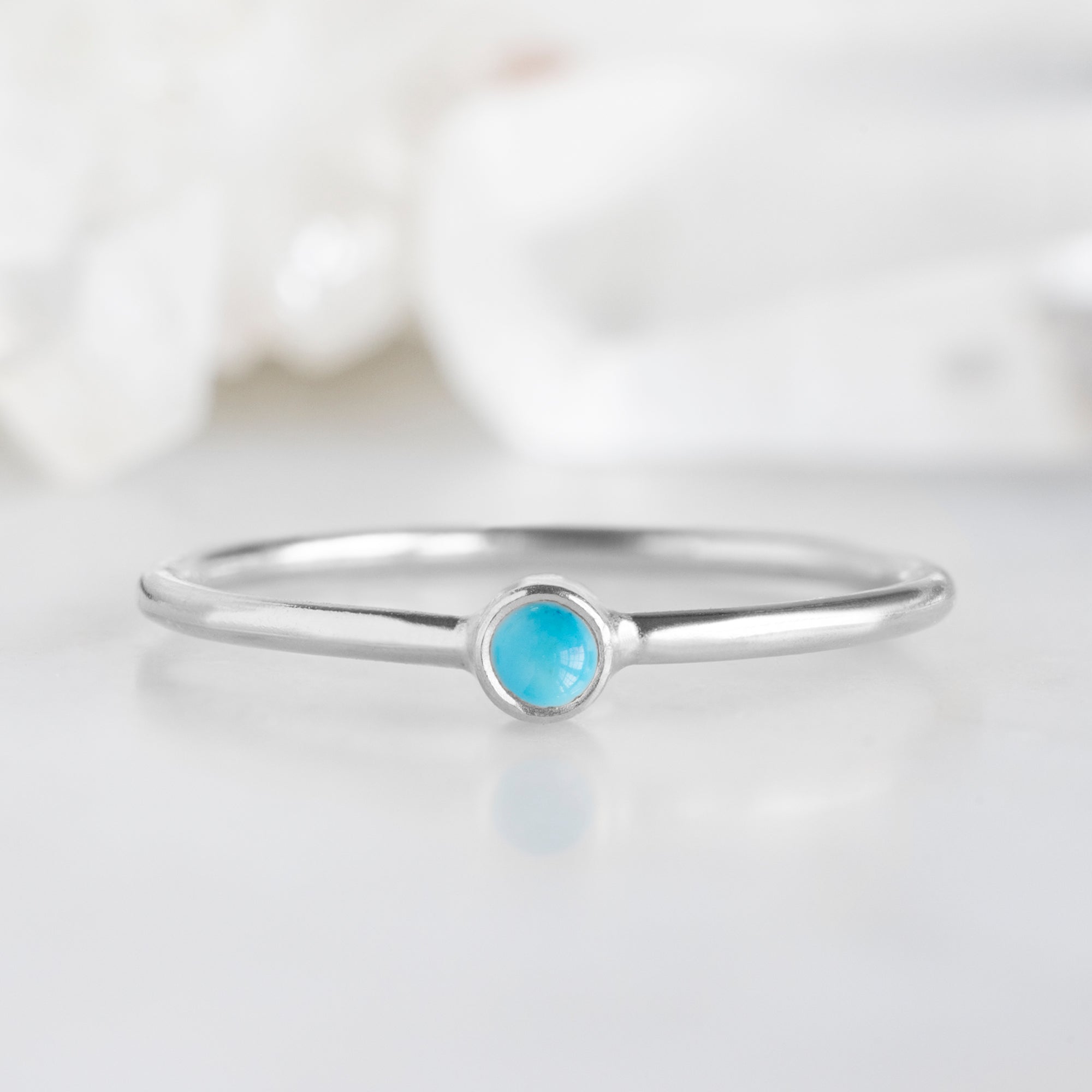 Turquoise Birthstone Stacking Ring | Yellow, Rose or White Gold