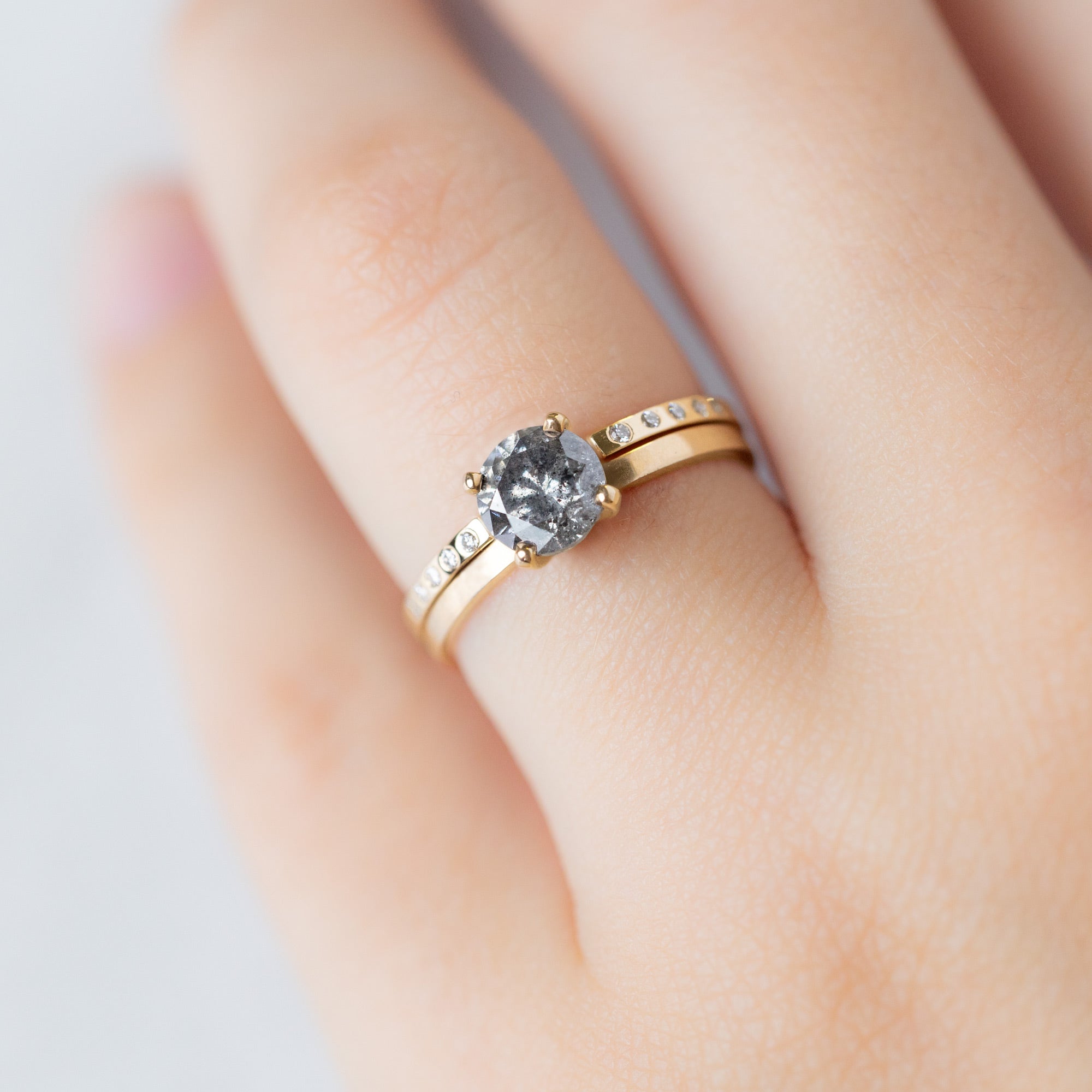 Open Cuff Flush Set White Diamond Pavé Stacking Band | Yellow, Rose or White Gold