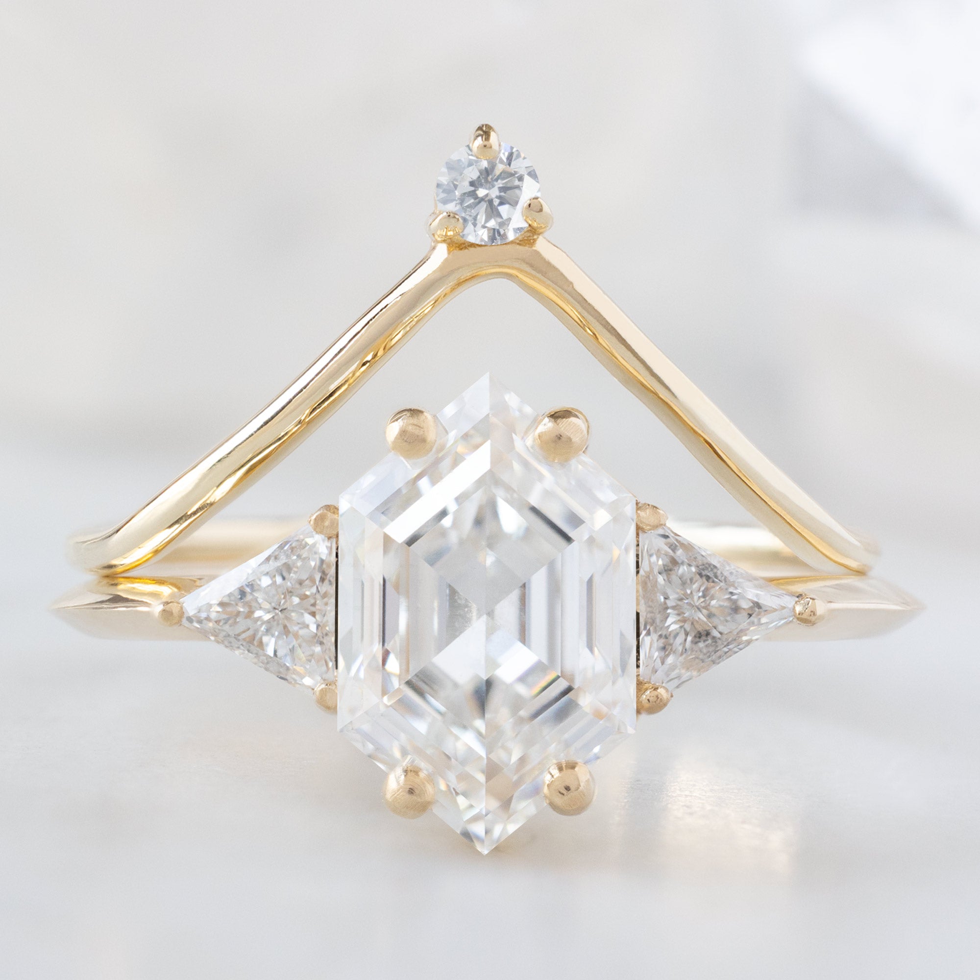White Diamond Crown Stacking Band | Yellow, Rose or White Gold
